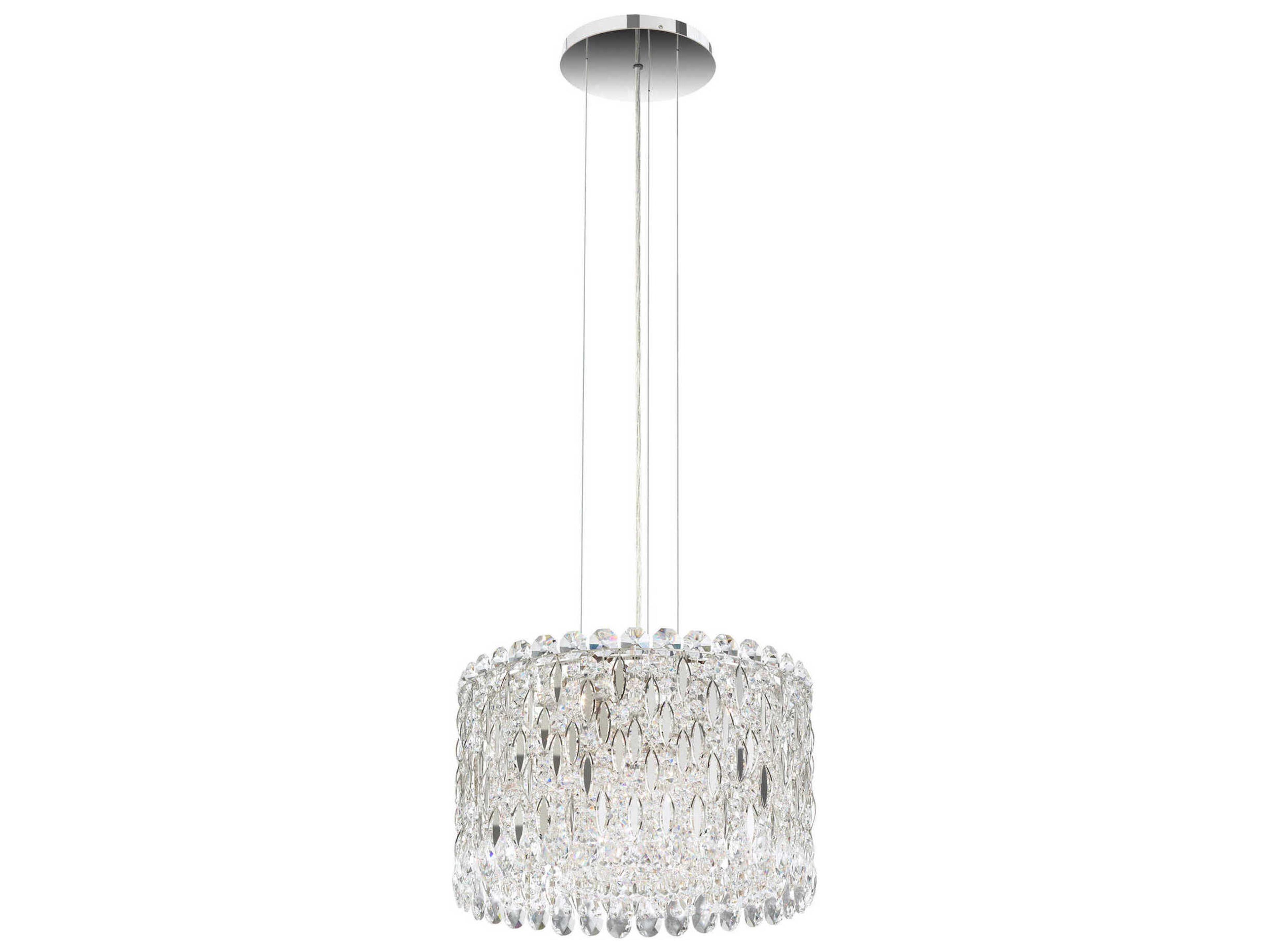 Sarella 8-Light Silver Crystal Drum Pendant