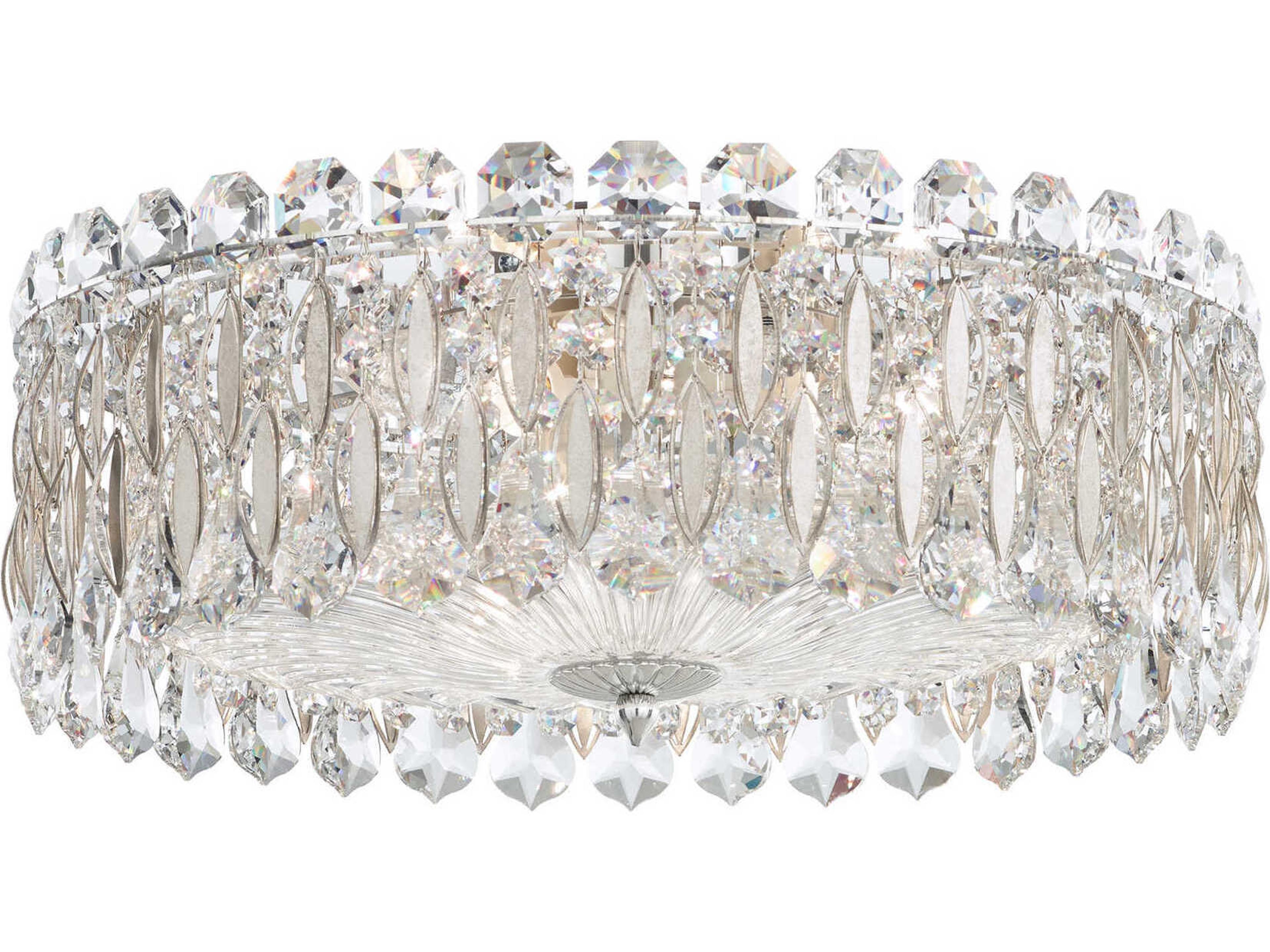 Sarella 3-Light Silver Crystal Drum Semi Flush Mount