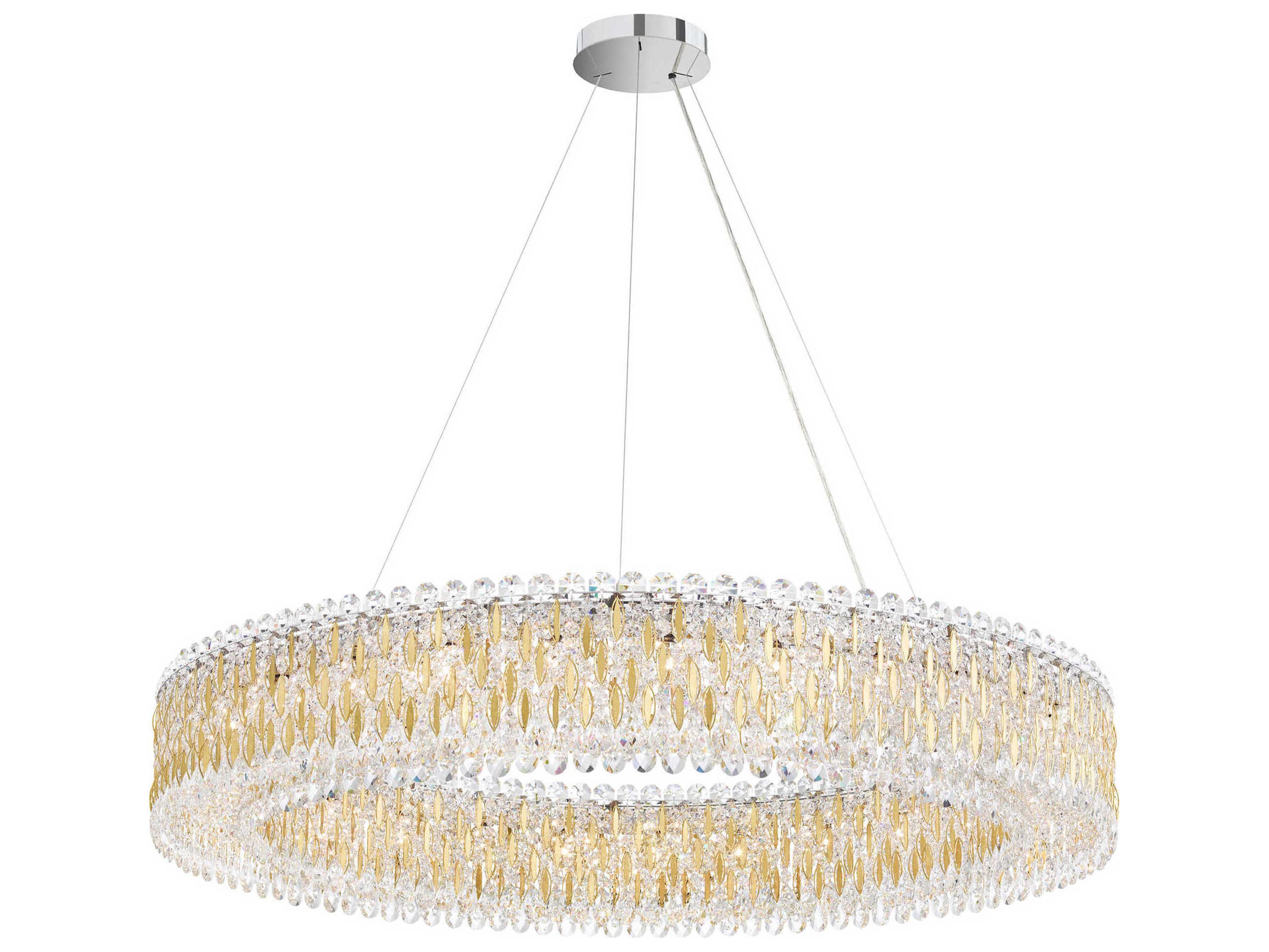Sarella 27-Light Gold Crystal Drum Pendant