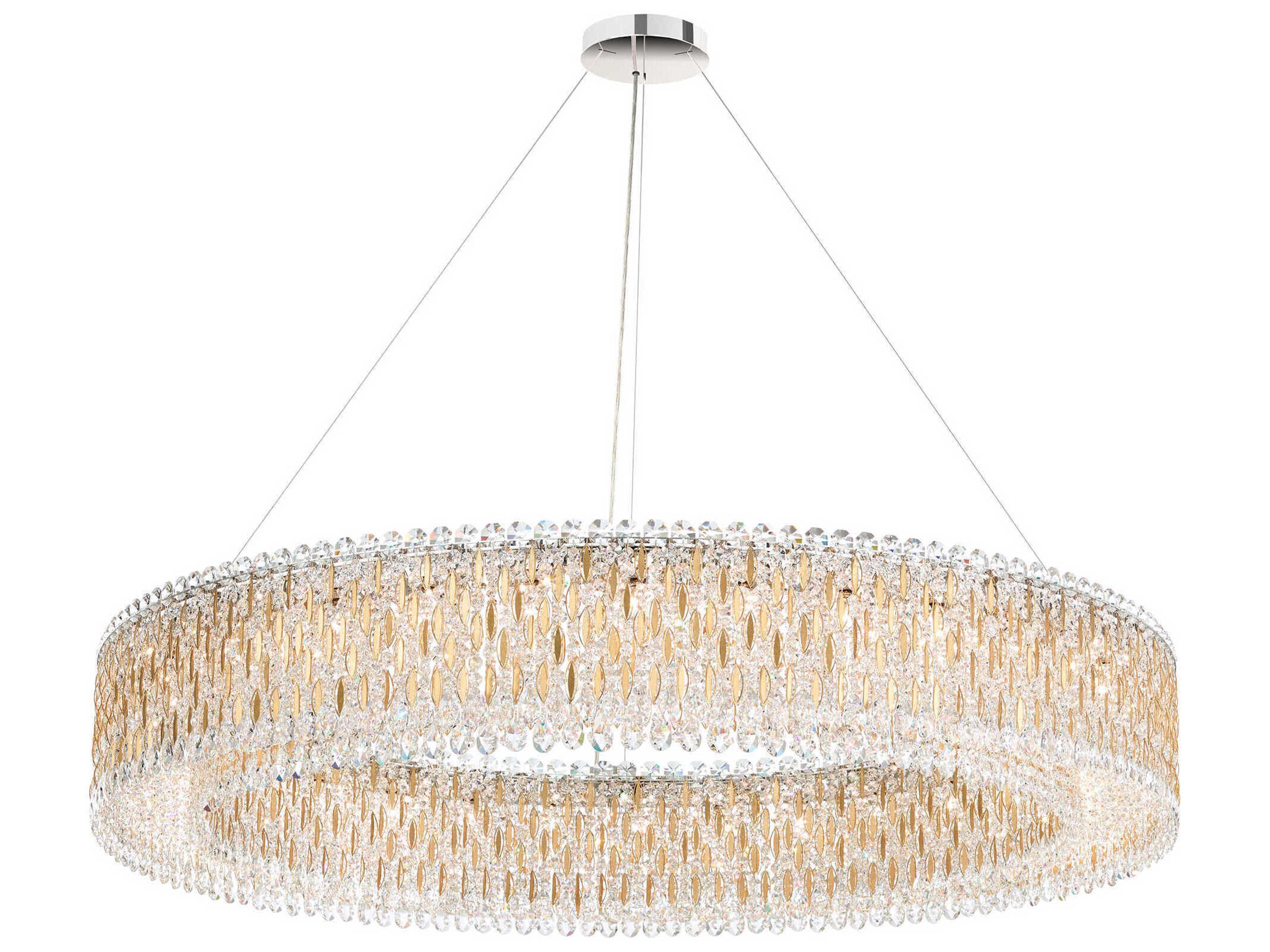 Sarella 32-Light Gold Crystal Drum Pendant
