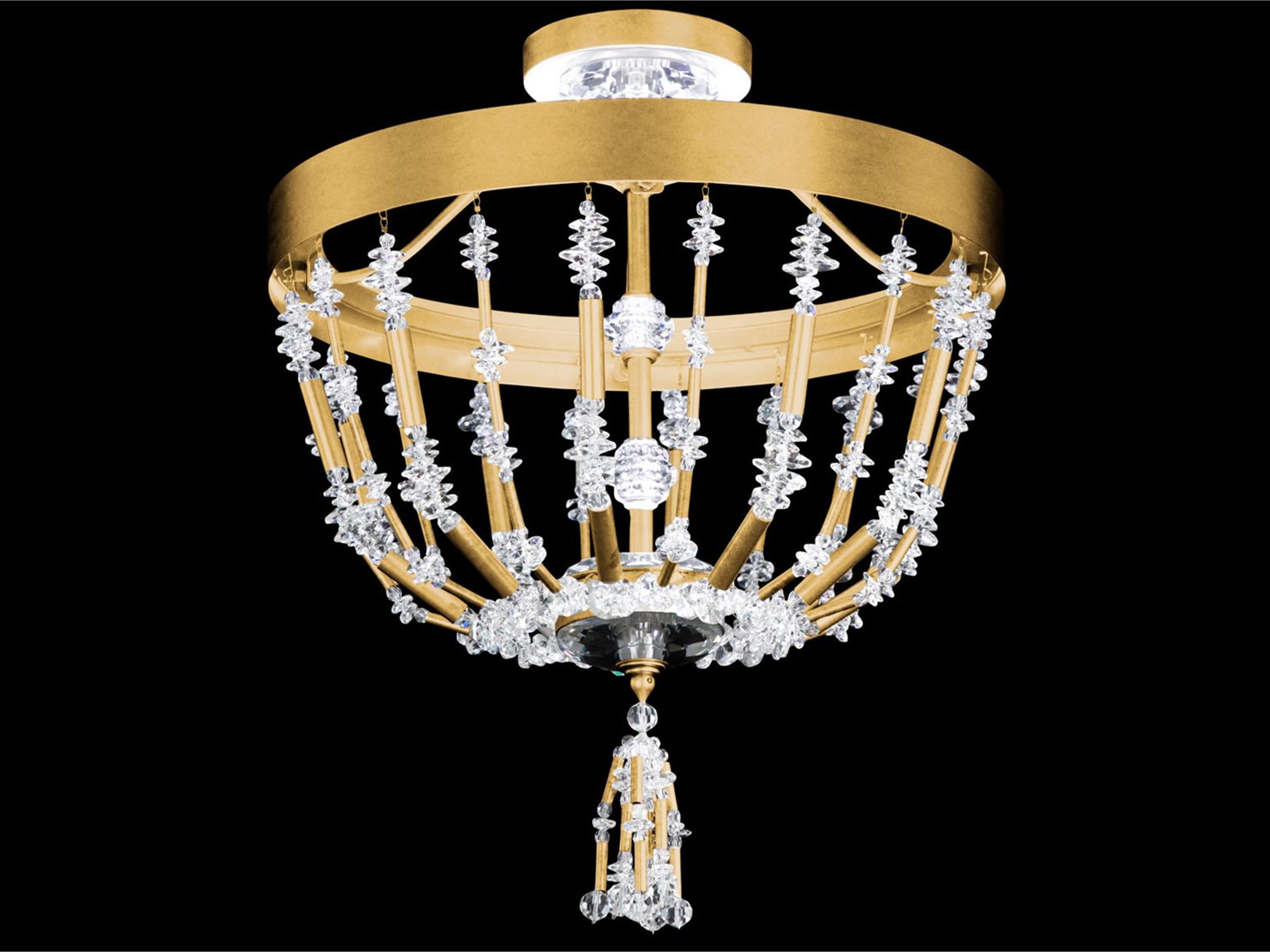 Bali 1-Light Heirloom Gold Crystal LED Semi Flush Mount
