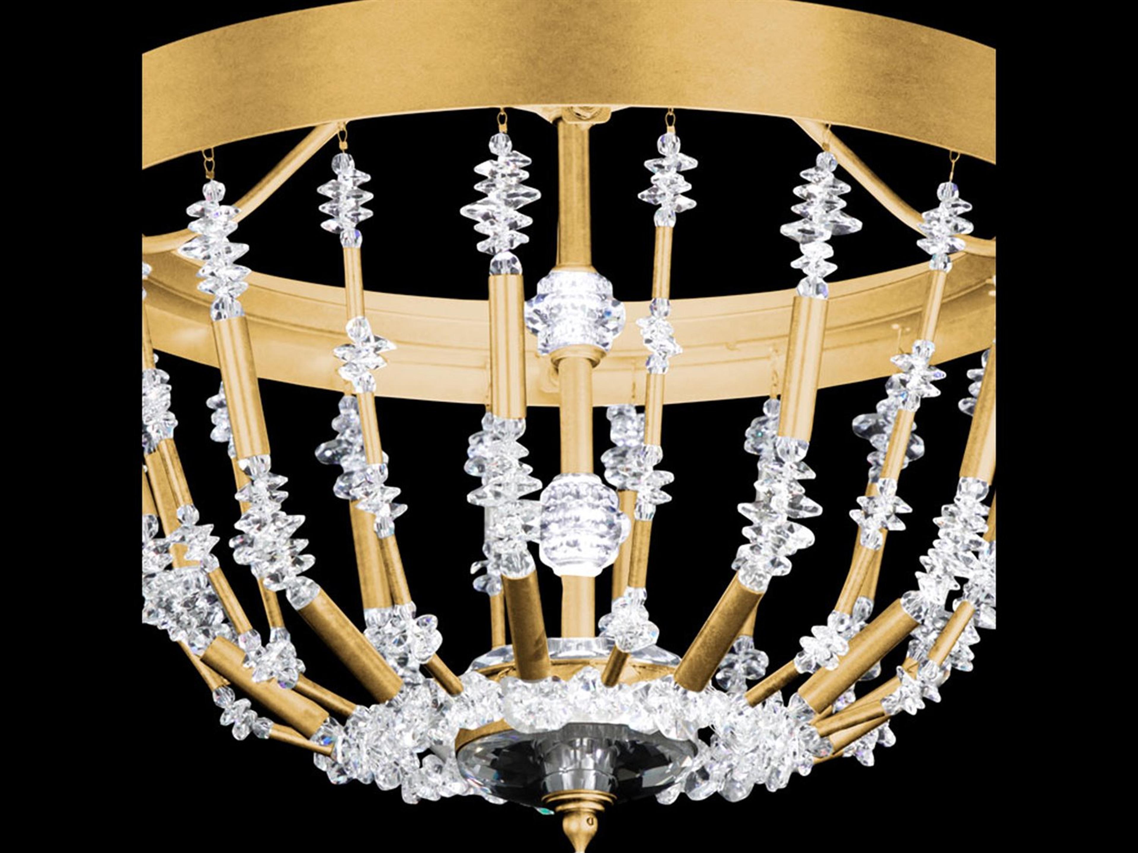 Schonbek Bali 1-Light Heirloom Gold Crystal LED Semi Flush Mount