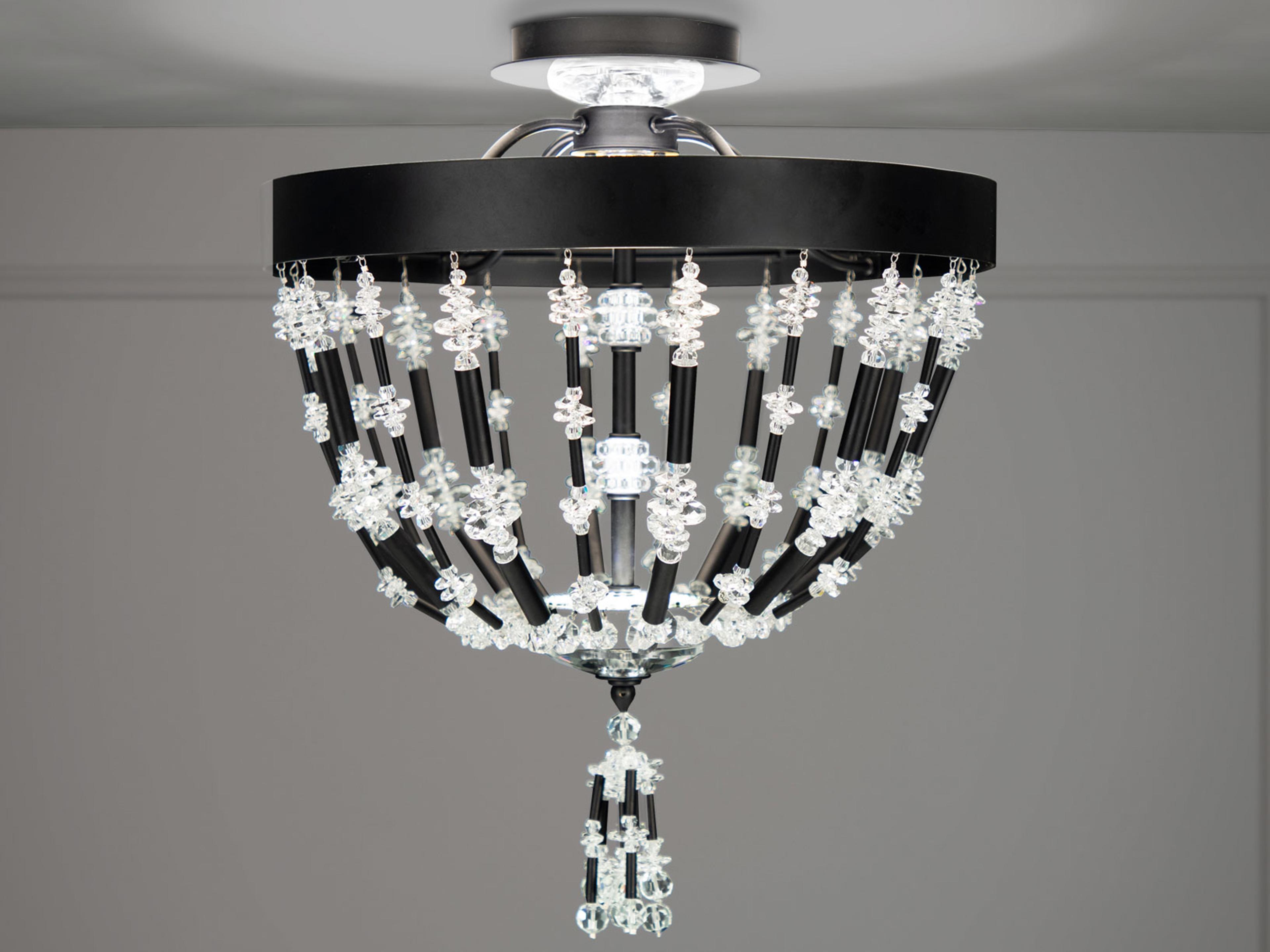 Schonbek Bali 1-Light Black Crystal LED Semi Flush Mount