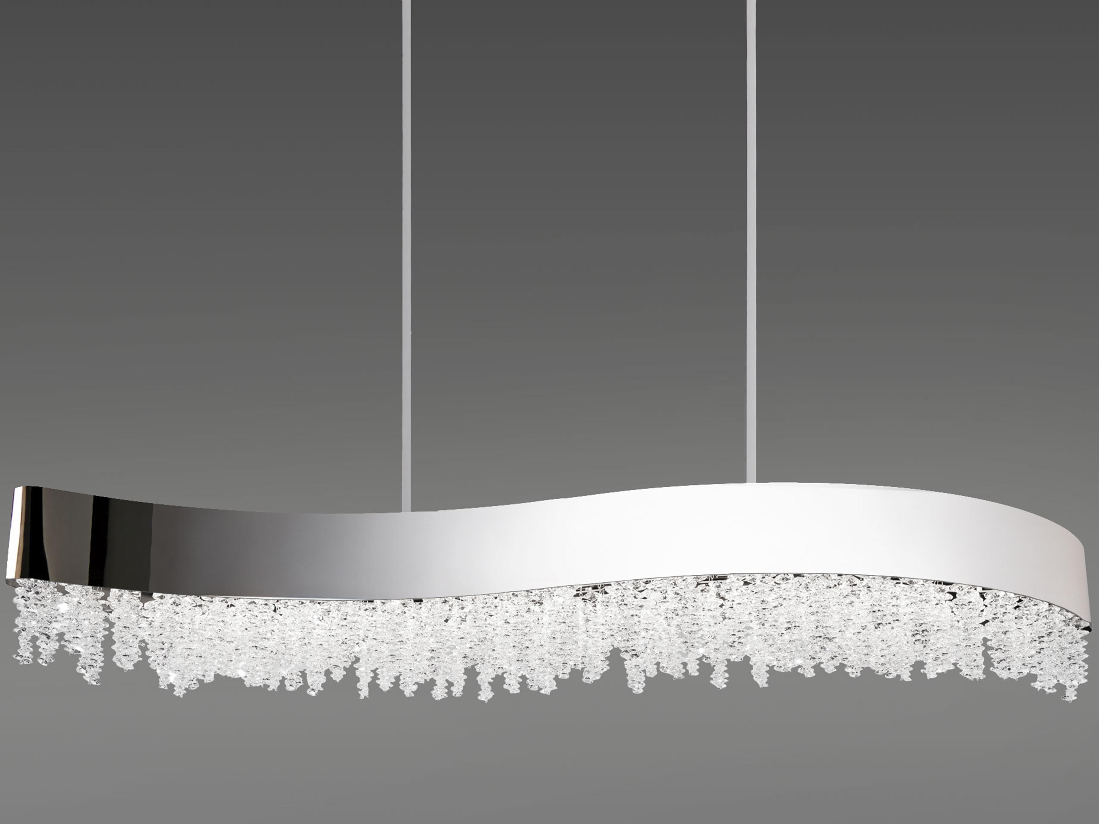 Soleil 1-Light Polished Nickel Crystal LED Linear Island Pendant