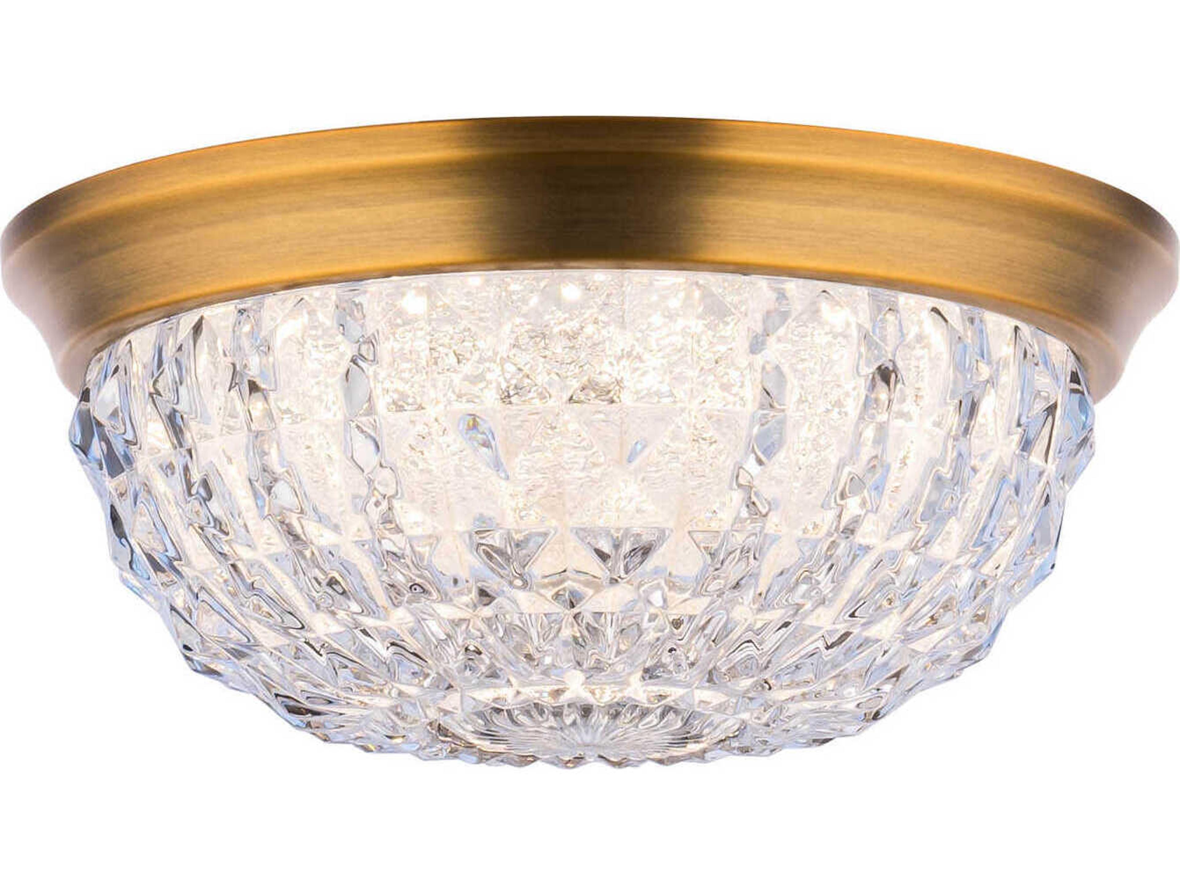 Genoa 1-Light Aged Brass Crystal LED Bowl Flush Mount