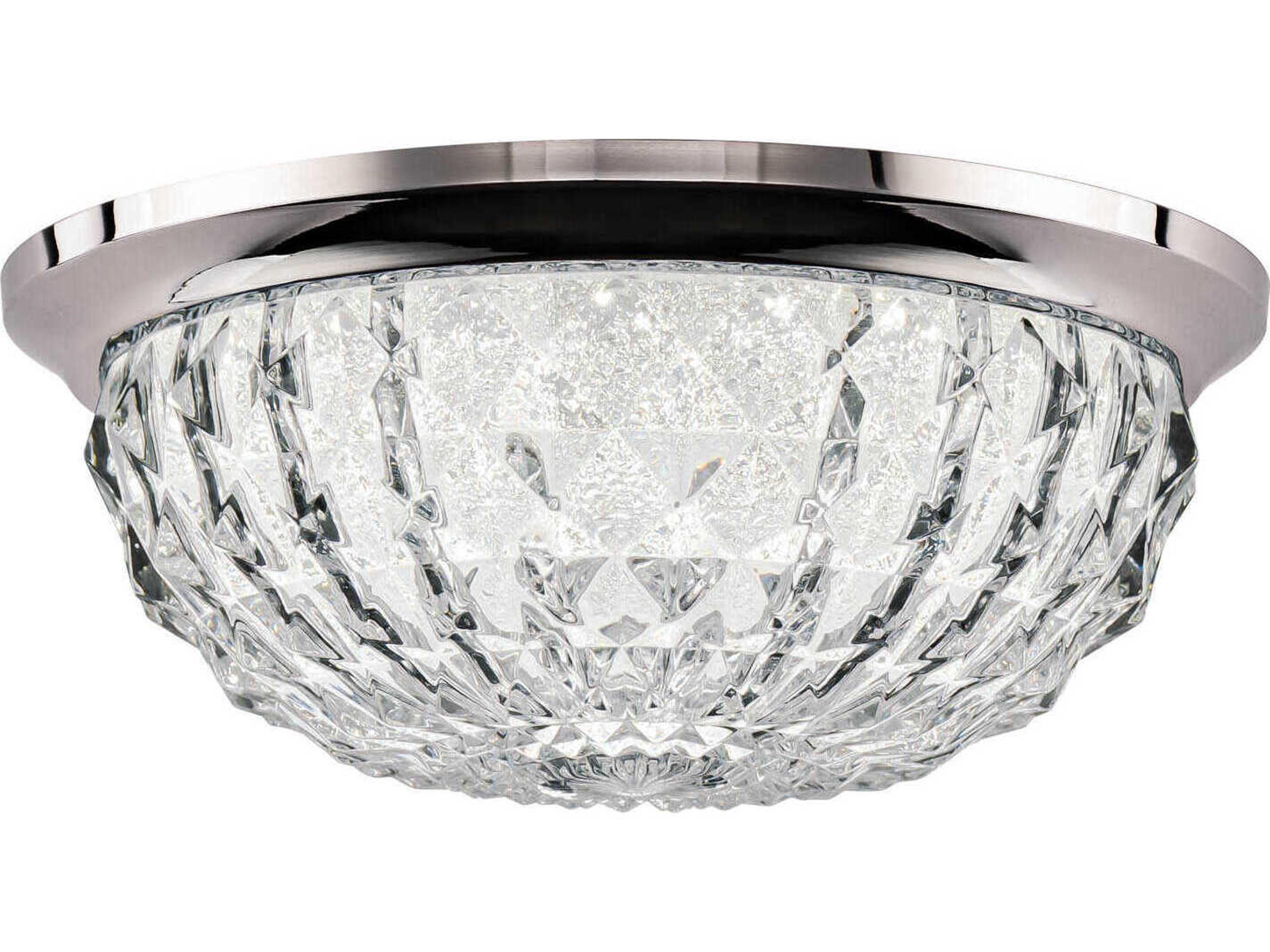 Genoa 1-Light Polished Chrome Crystal LED Bowl Flush Mount