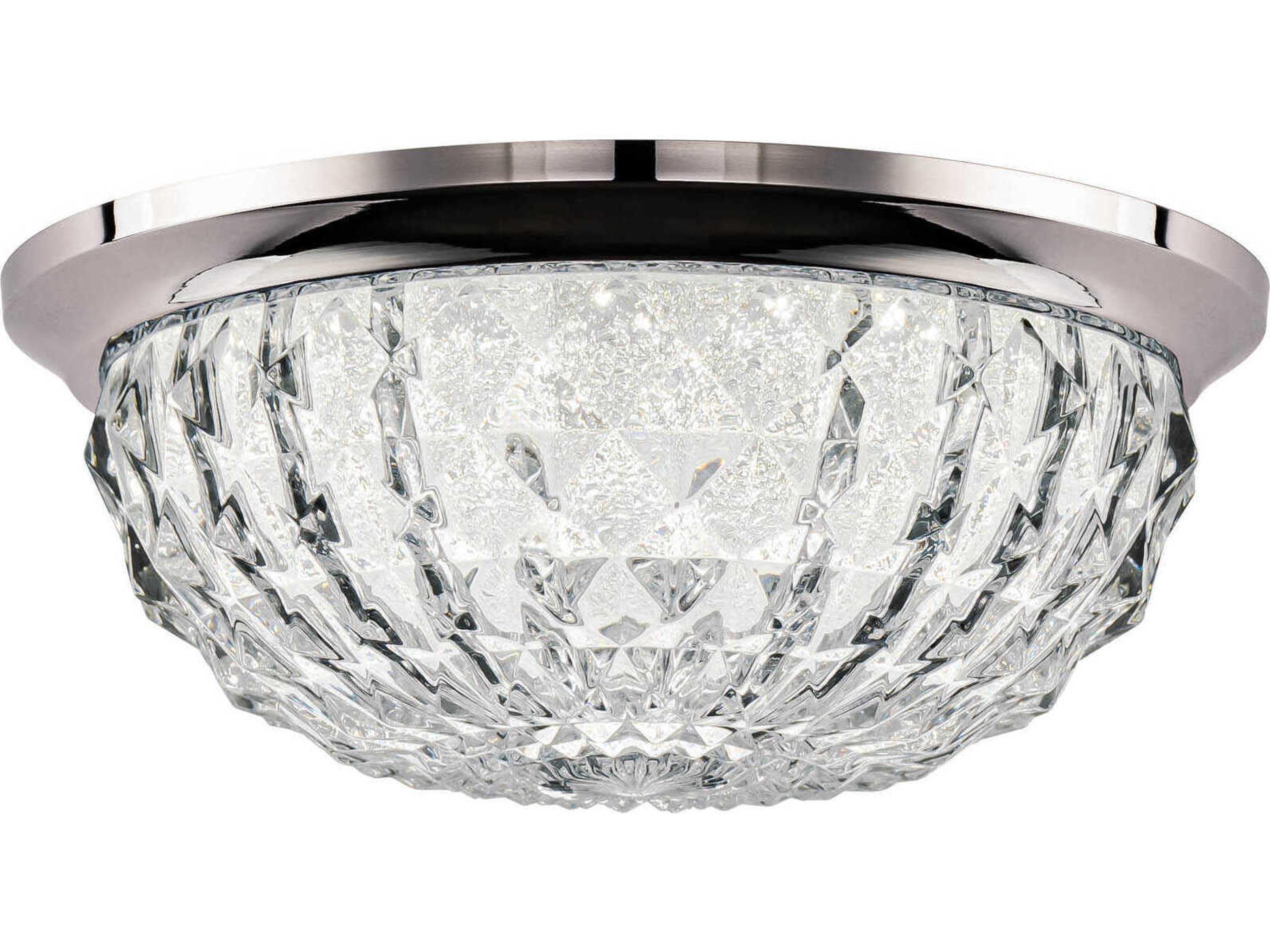 Genoa 1-Light Polished Chrome Crystal LED Bowl Flush Mount
