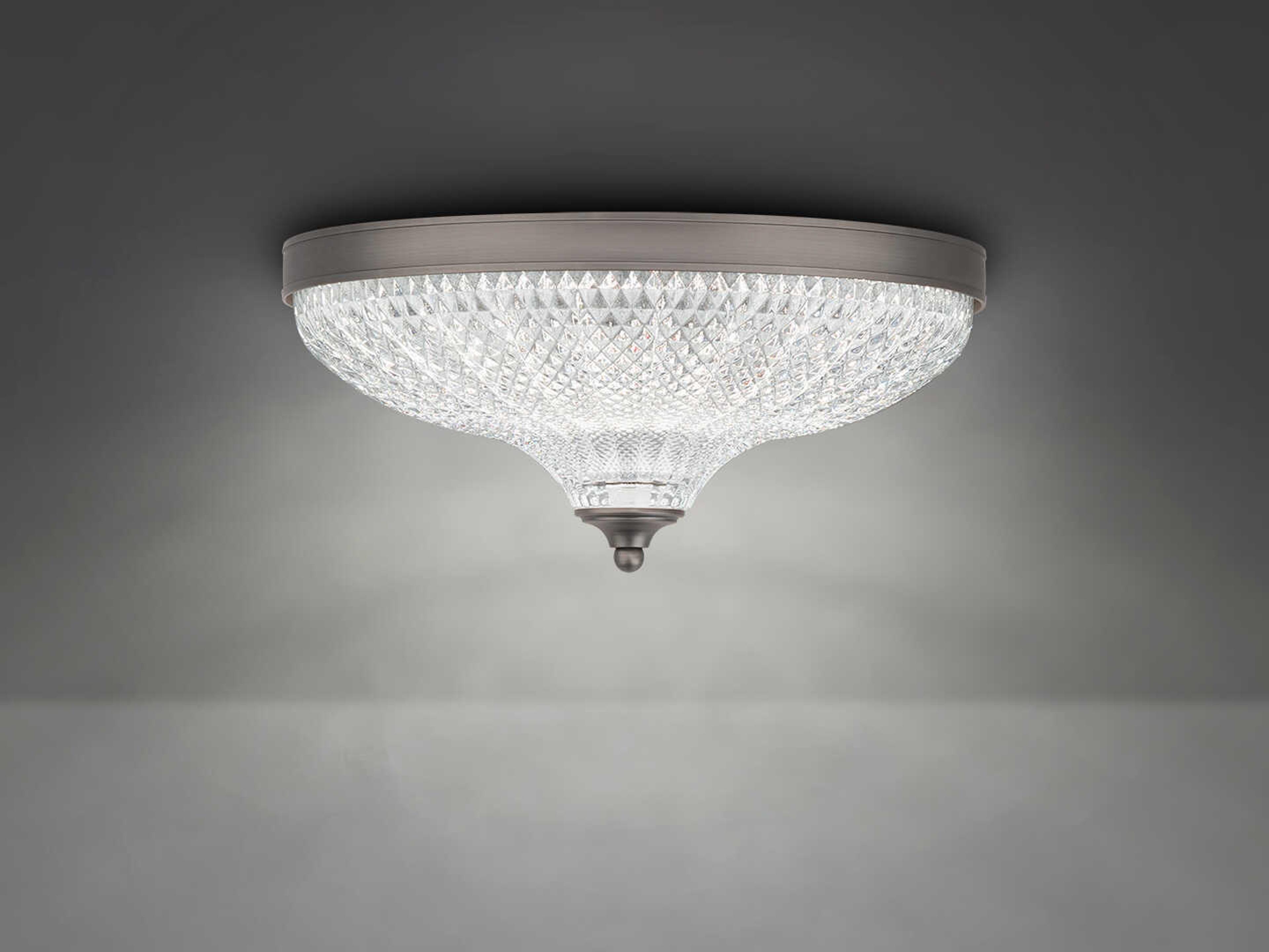 Schonbek Roma 1-Light Antique Nickel Crystal Glass Bowl Flush Mount