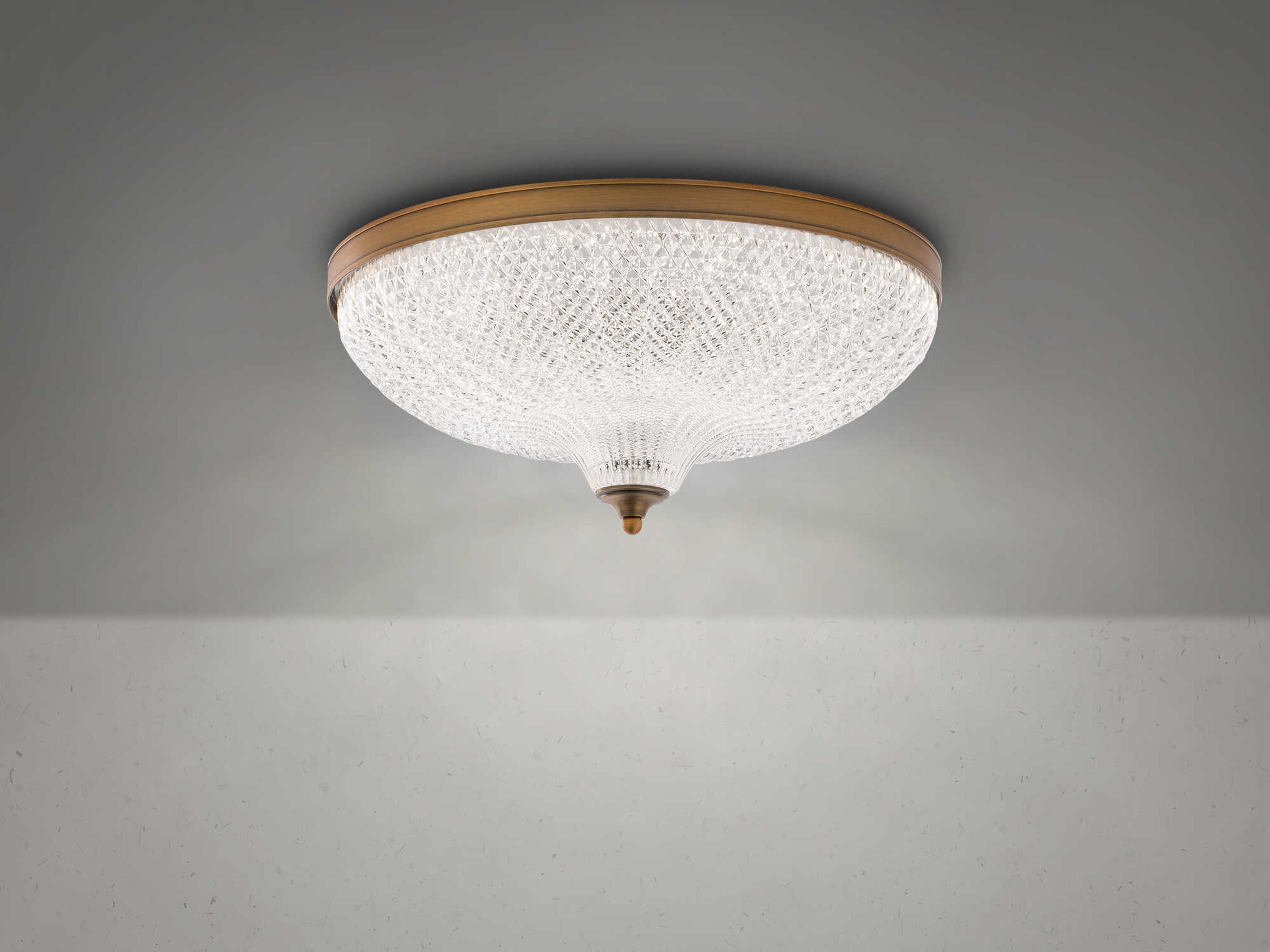 Schonbek Roma 1-Light Aged Brass Crystal Glass Bowl Flush Mount