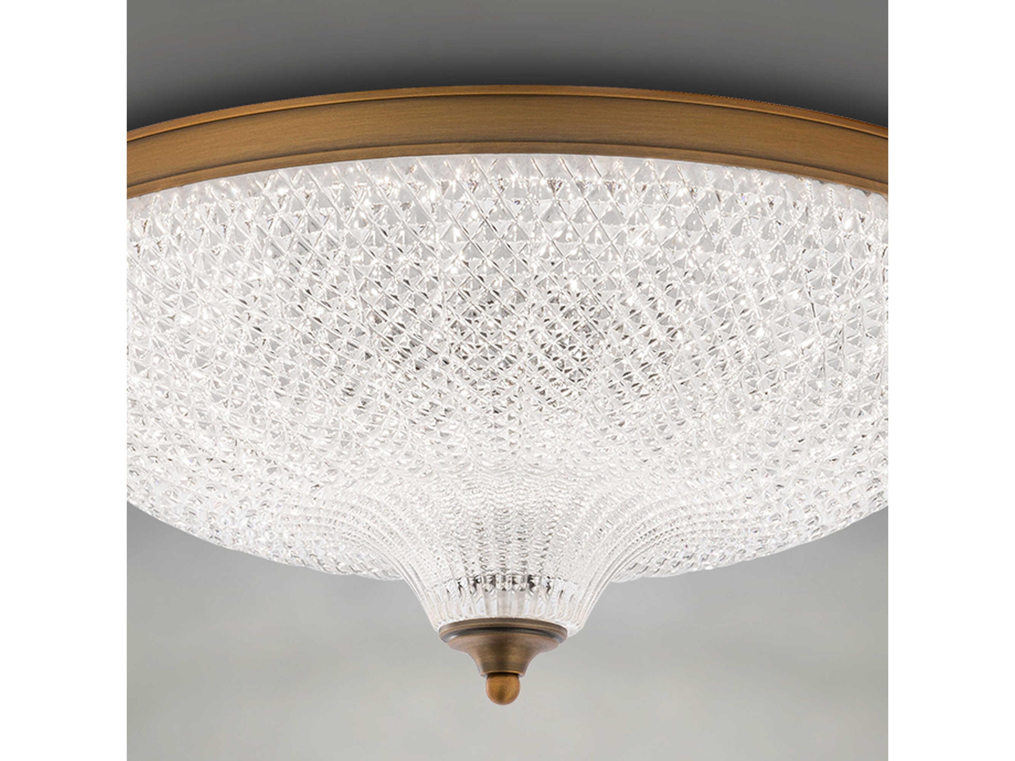 Schonbek Roma 1-Light Aged Brass Crystal Glass Bowl Flush Mount