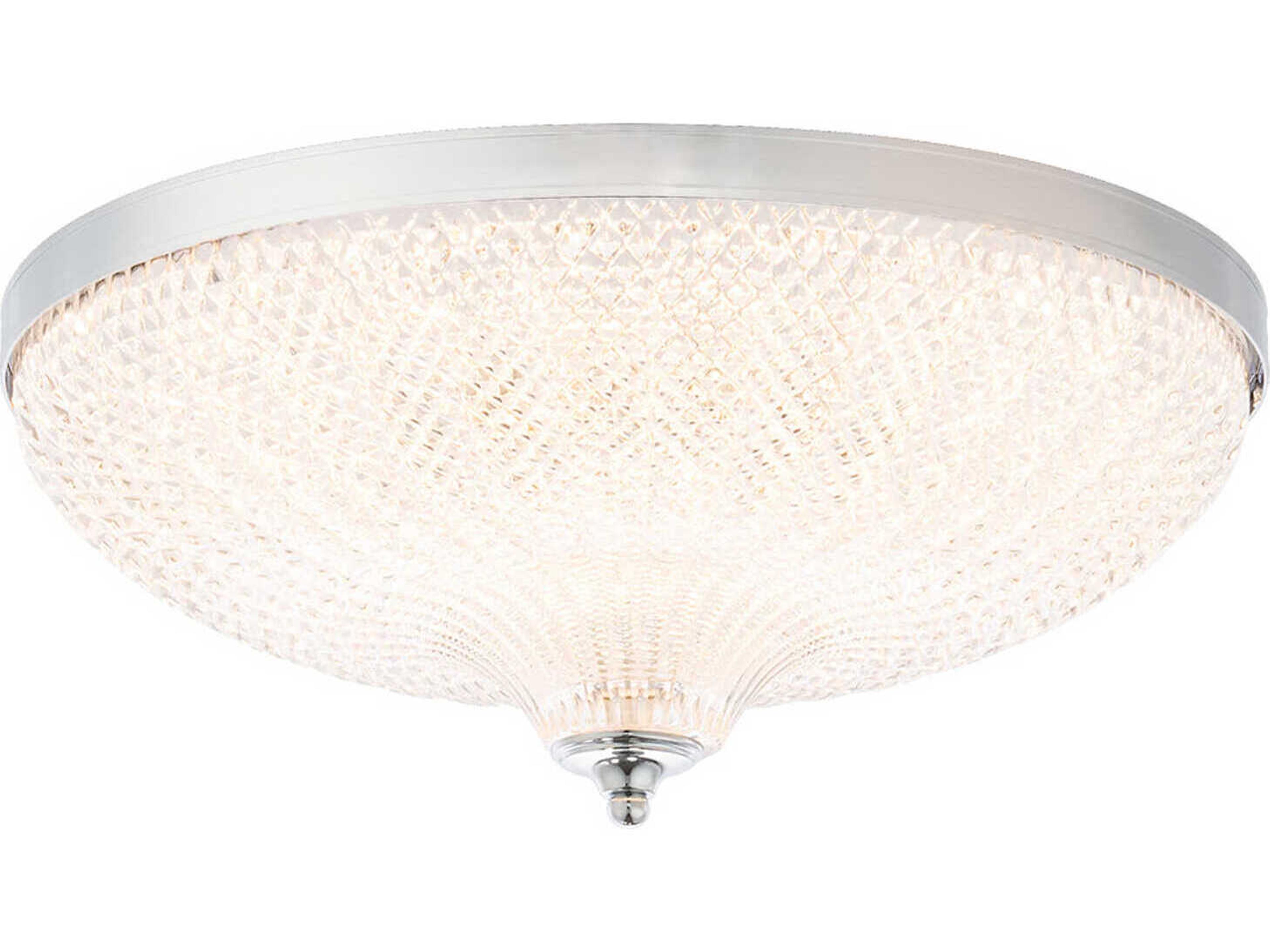 Roma 1-Light Polished Chrome Crystal Glass Bowl Flush Mount