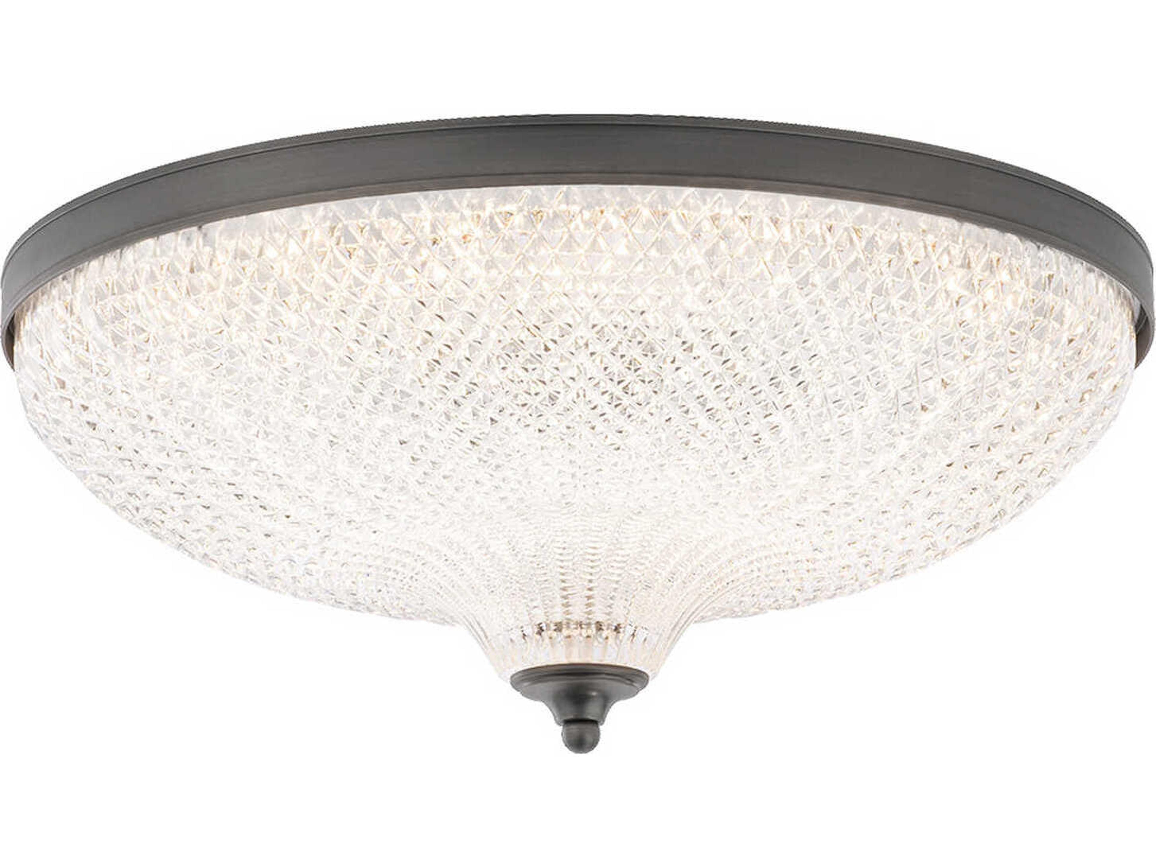 Roma 1-Light Antique Nickel Crystal Glass Bowl Flush Mount