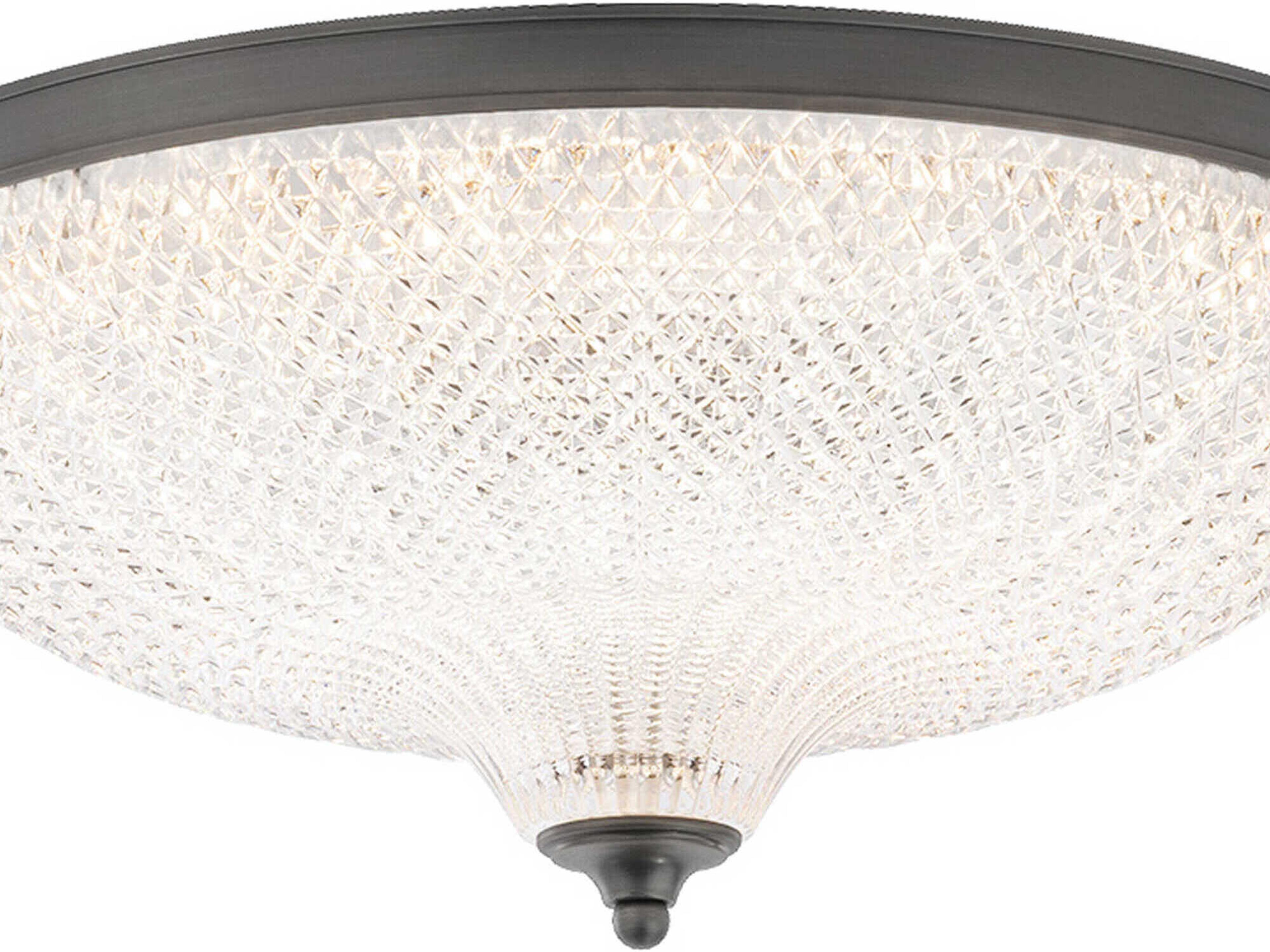 Schonbek Roma 1-Light Antique Nickel Crystal Glass Bowl Flush Mount