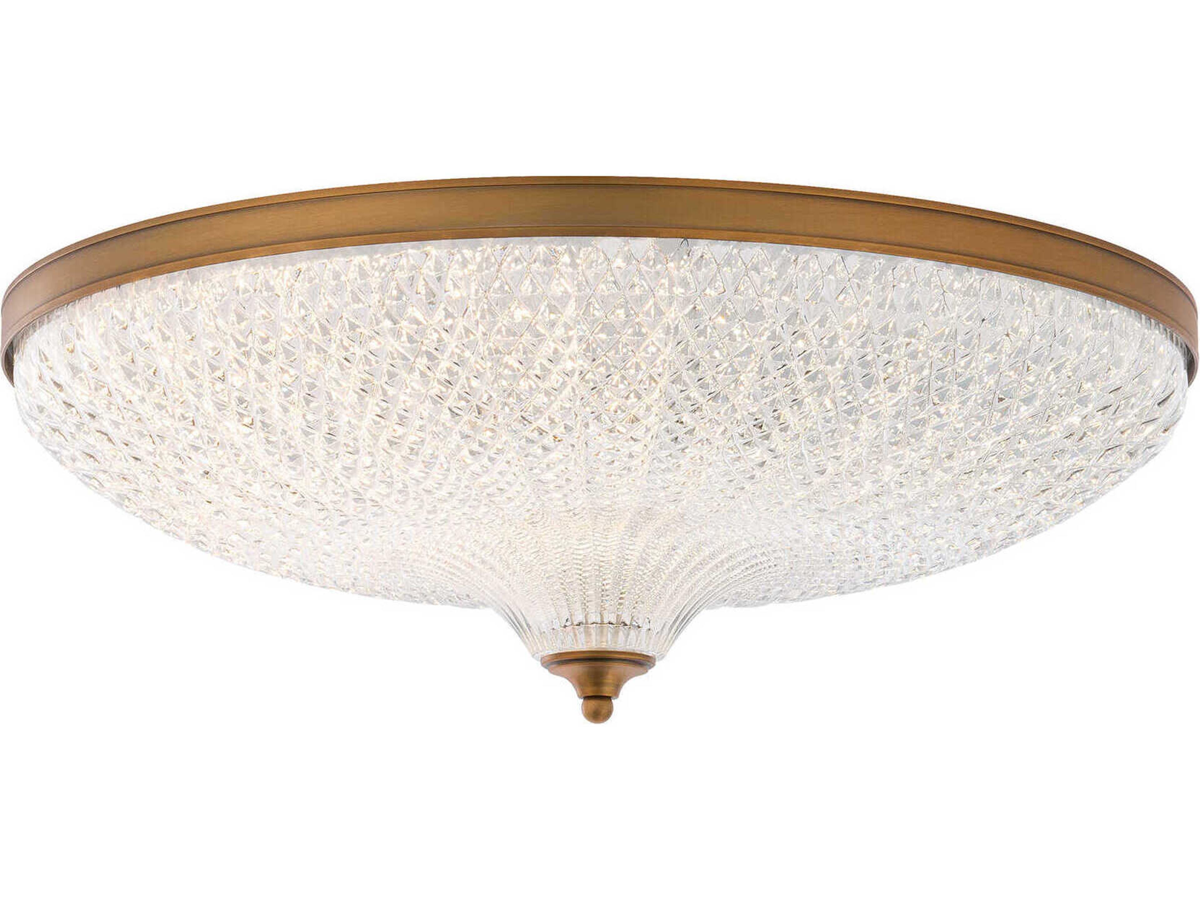 Roma 1-Light Aged Brass Crystal Glass Bowl Flush Mount