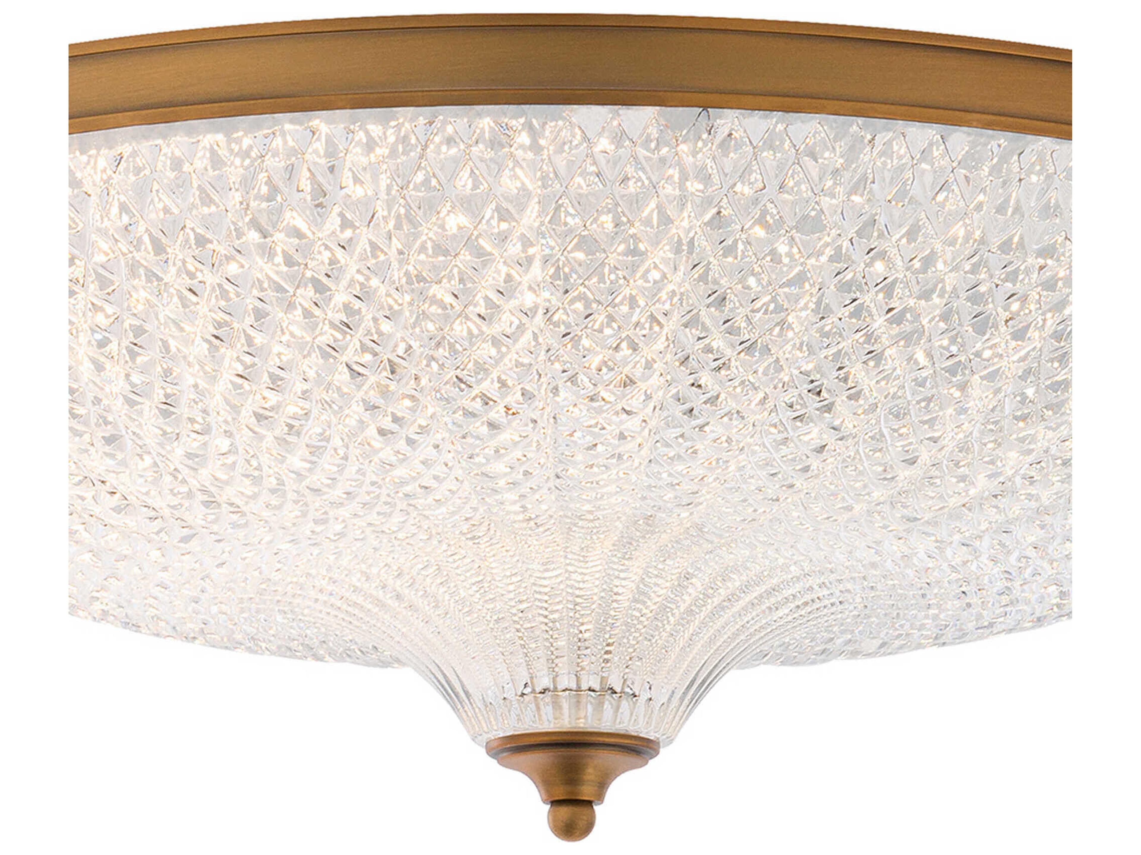 Schonbek Roma 1-Light Aged Brass Crystal Glass Bowl Flush Mount