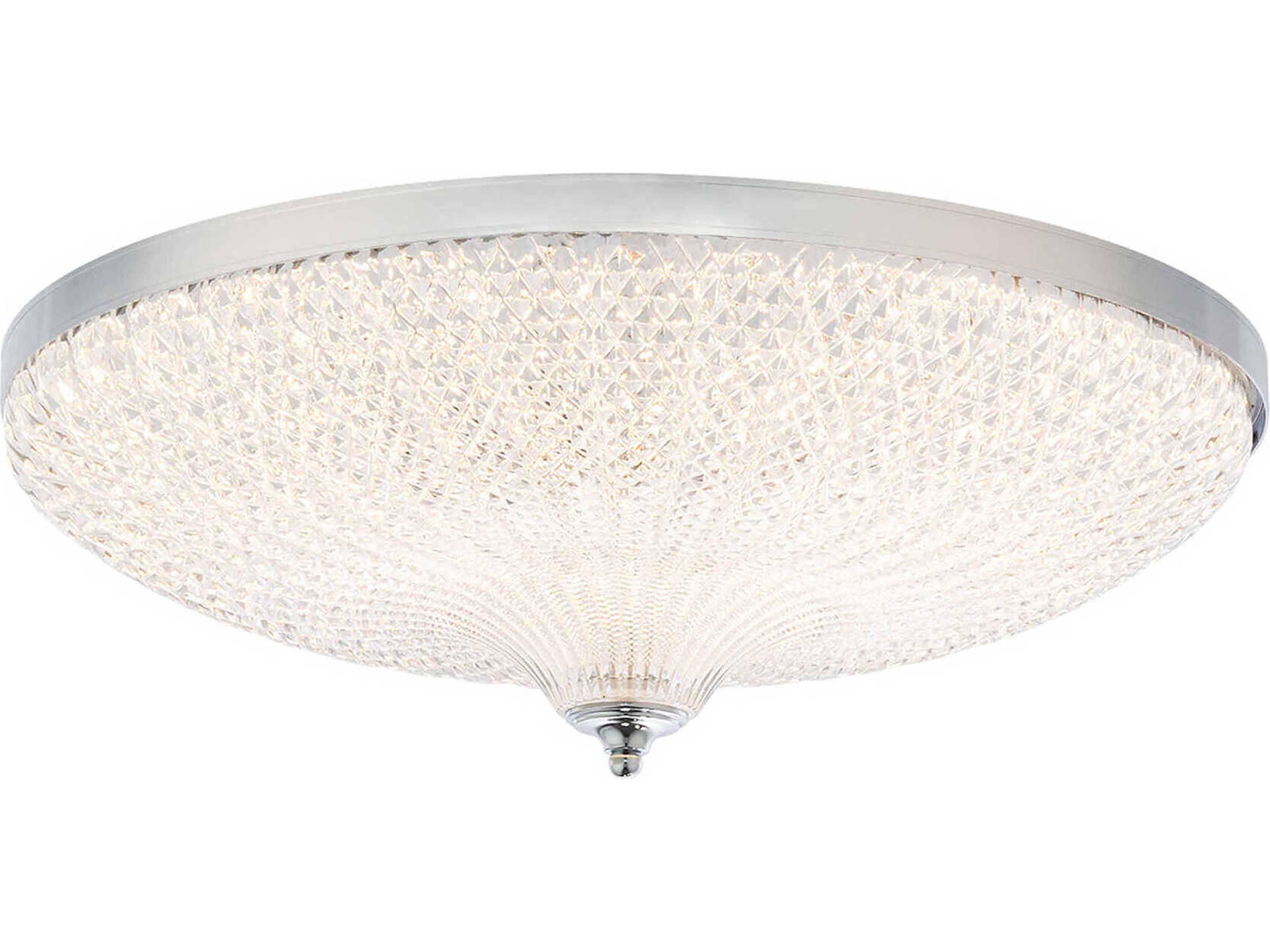 Roma 1-Light Polished Chrome Crystal Glass Bowl Flush Mount