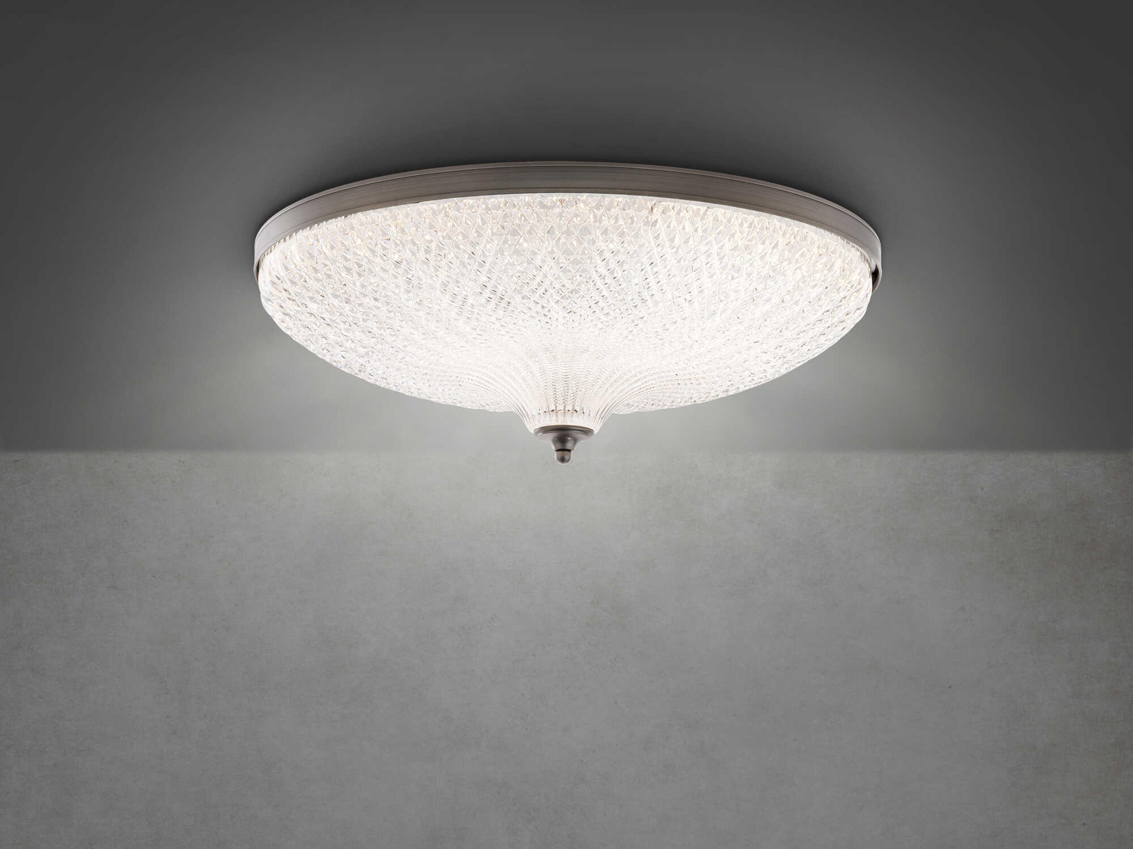 Schonbek Roma 1-Light Antique Nickel Crystal Glass Bowl Flush Mount