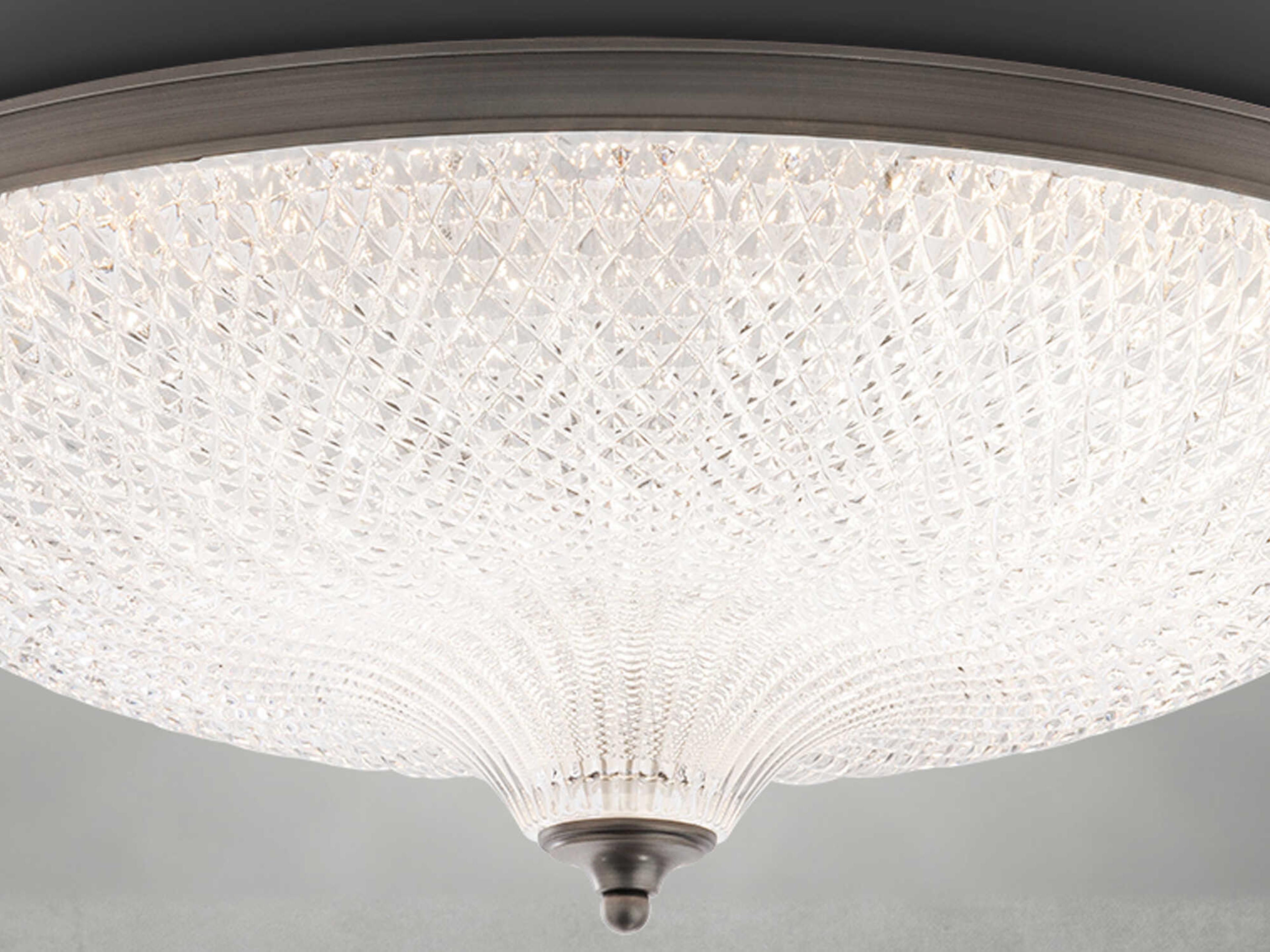 Schonbek Roma 1-Light Antique Nickel Crystal Glass Bowl Flush Mount