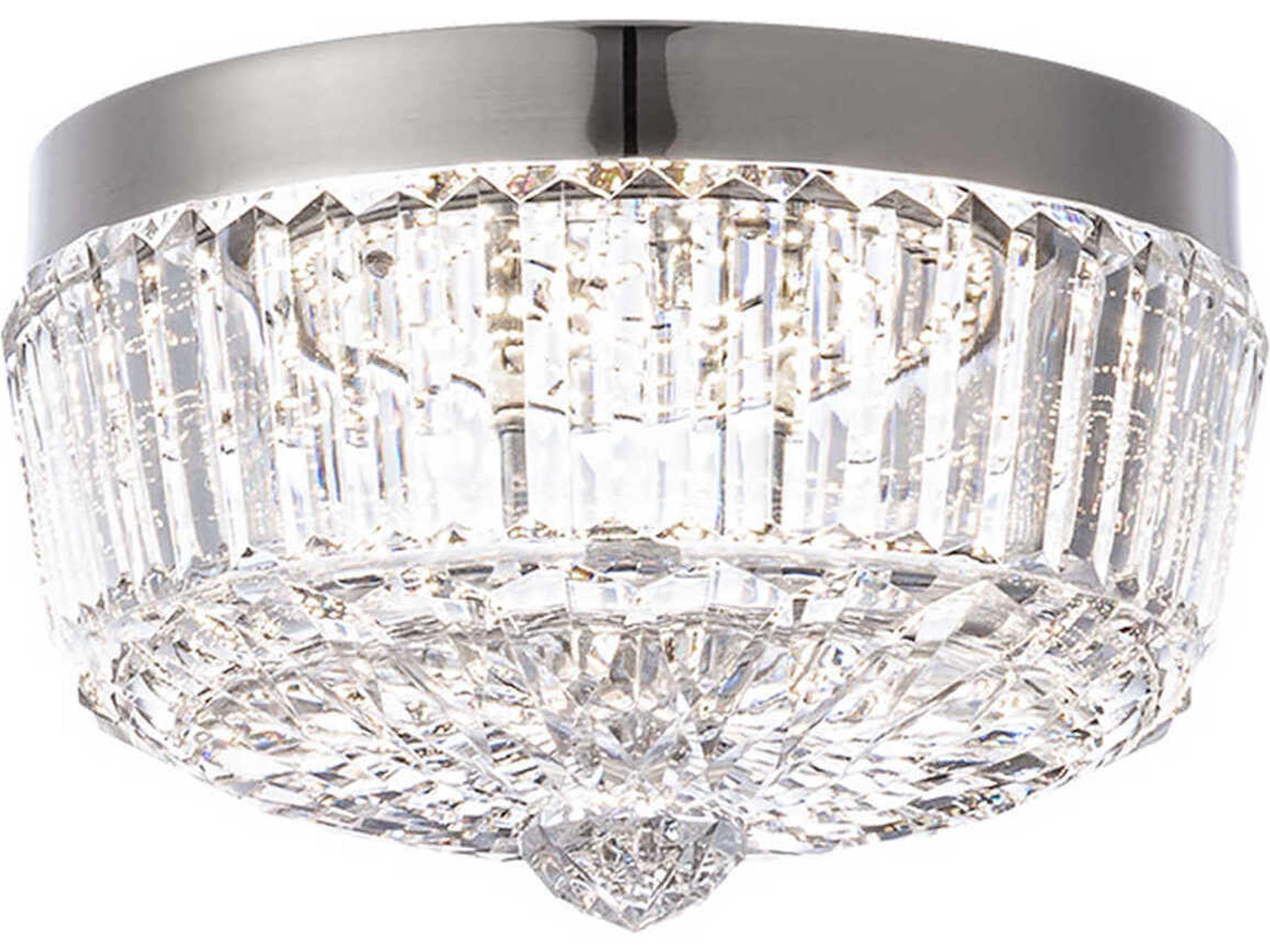 Regina 1-Light Polished Nickel Crystal Glass Bowl Flush Mount