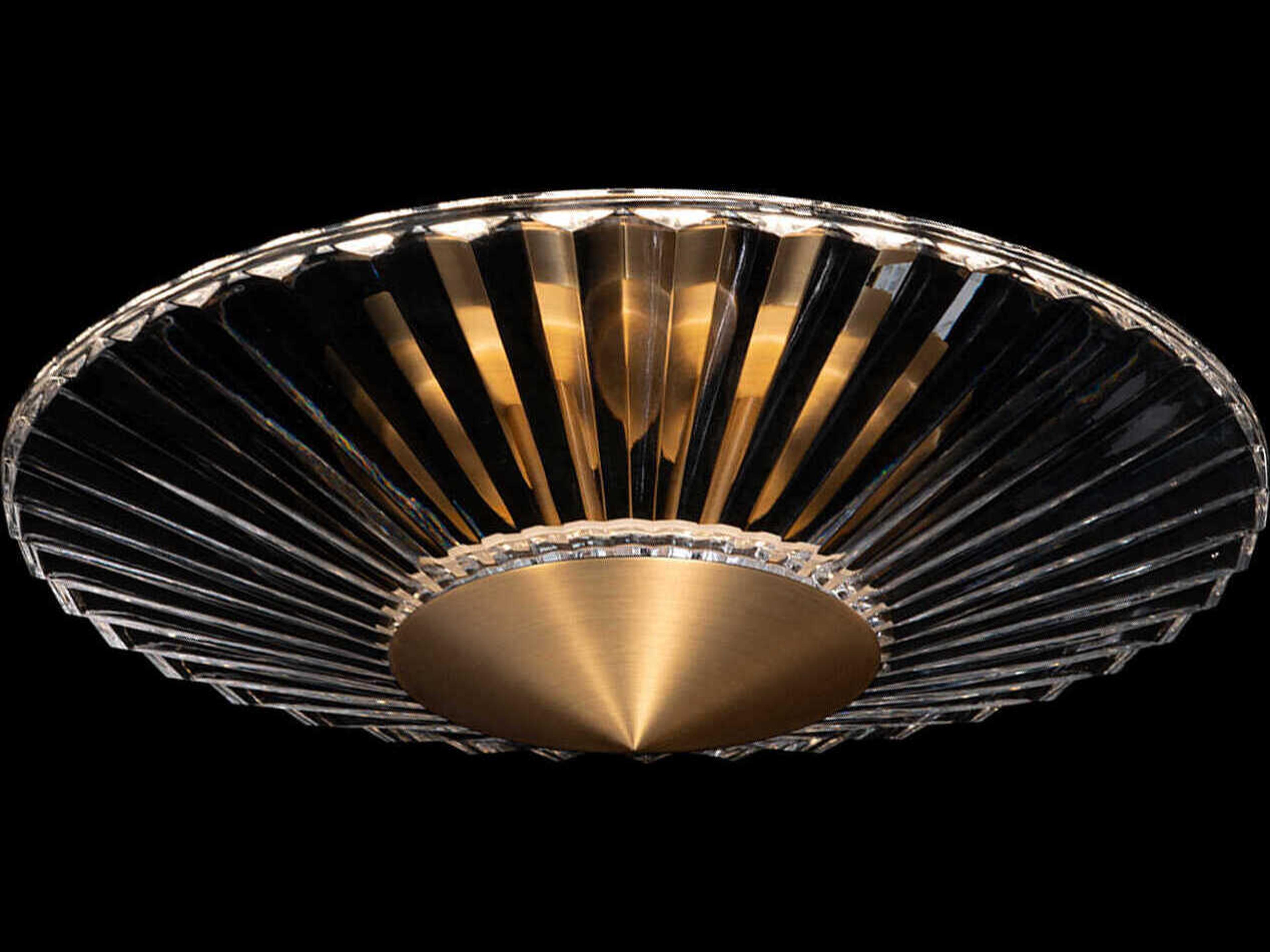 Schonbek Origami 1-Light Aged Brass Crystal LED Dome Linear Semi Flush Mount