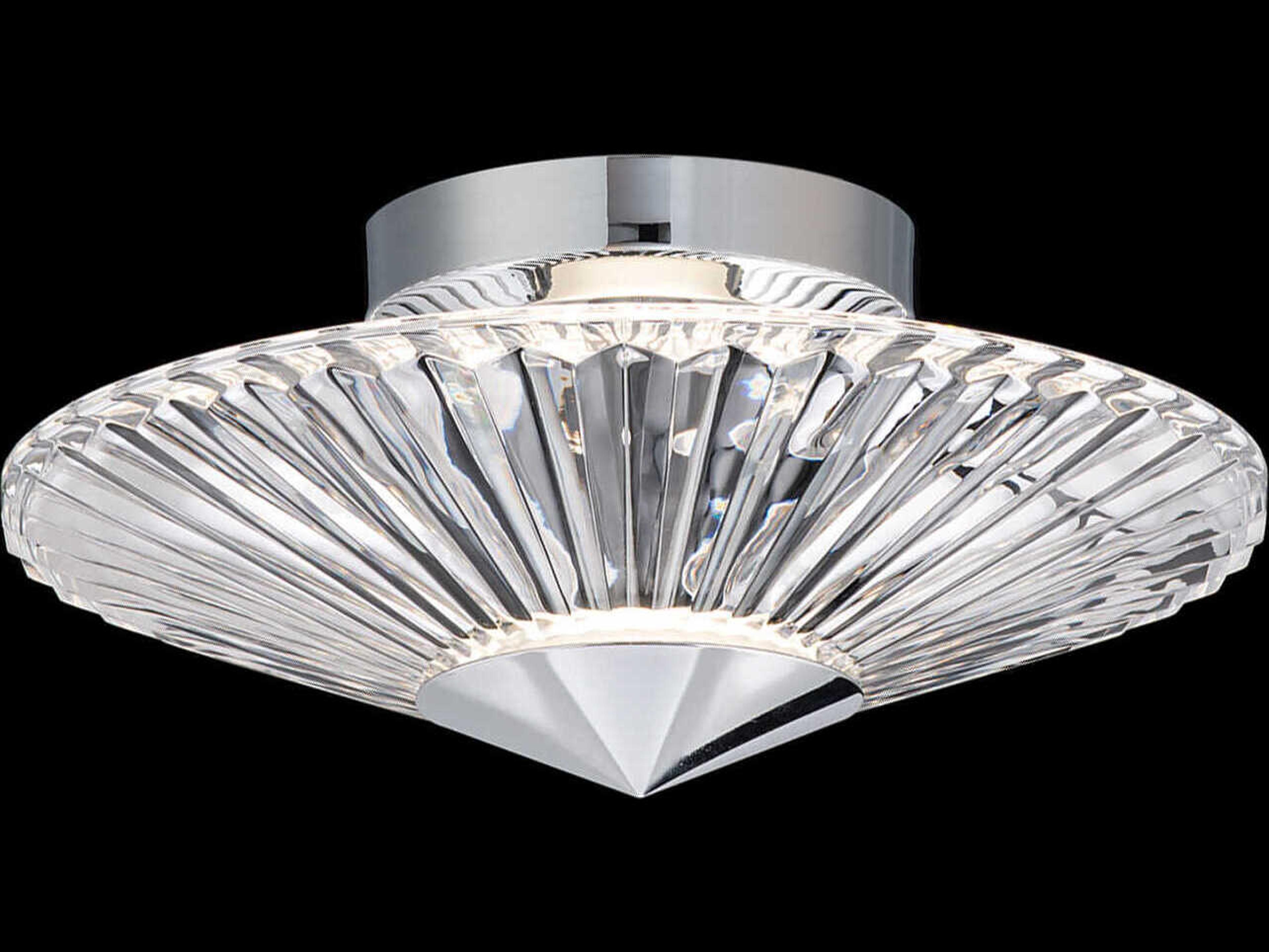 Schonbek Origami 1-Light Polished Chrome Crystal LED Dome Linear Semi Flush Mount