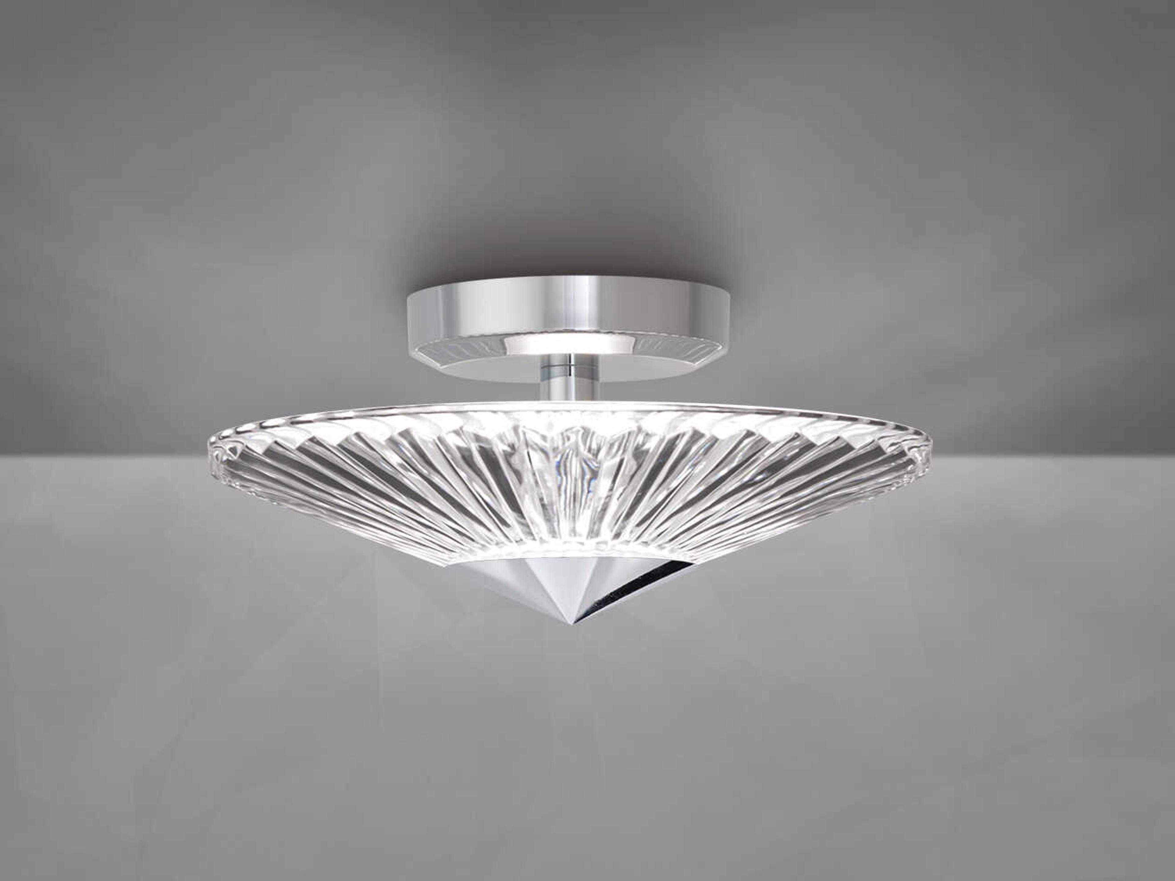 Schonbek Origami 1-Light Polished Chrome Crystal LED Dome Linear Semi Flush Mount