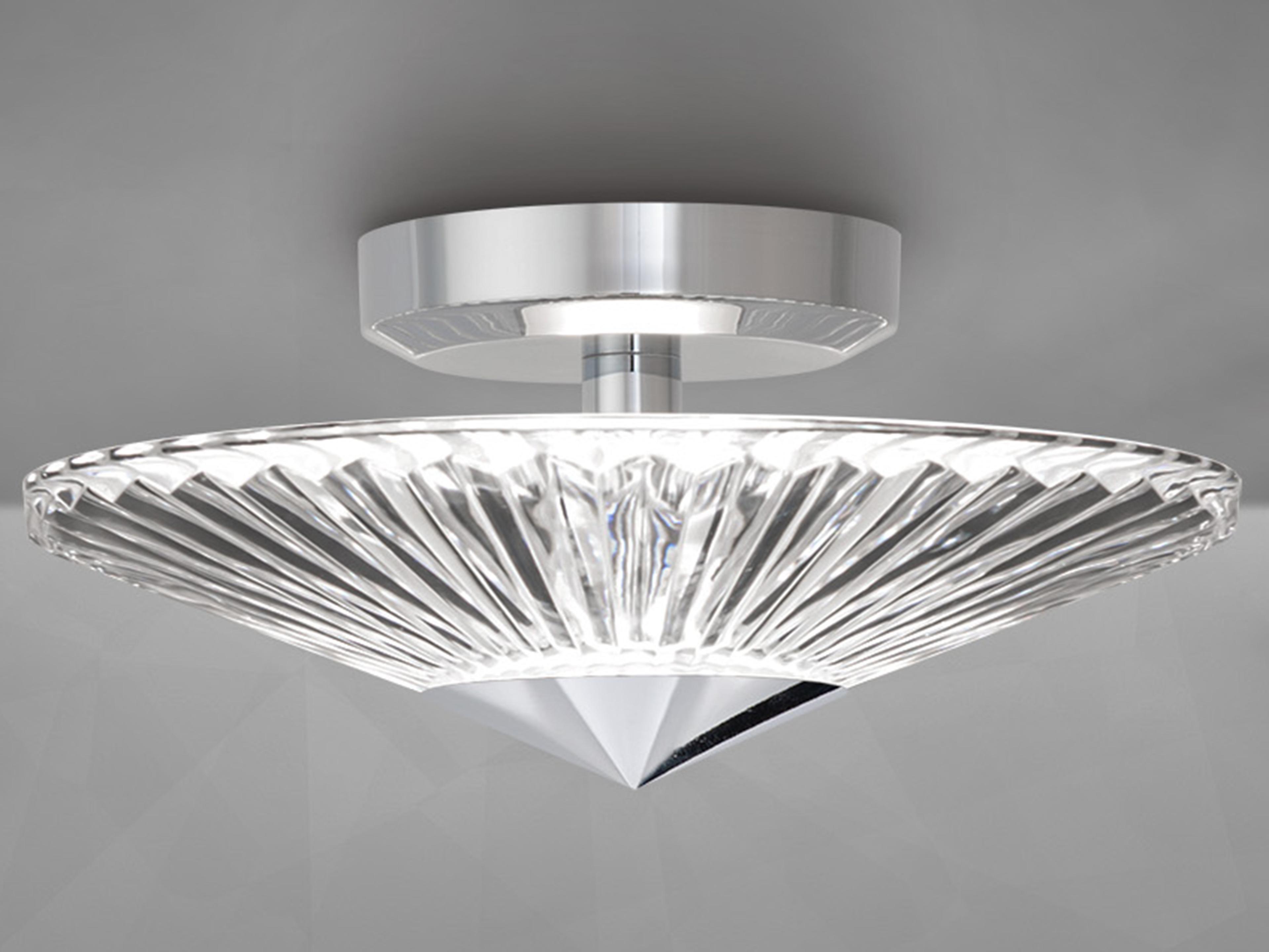 Schonbek Origami 1-Light Polished Chrome Crystal LED Dome Linear Semi Flush Mount