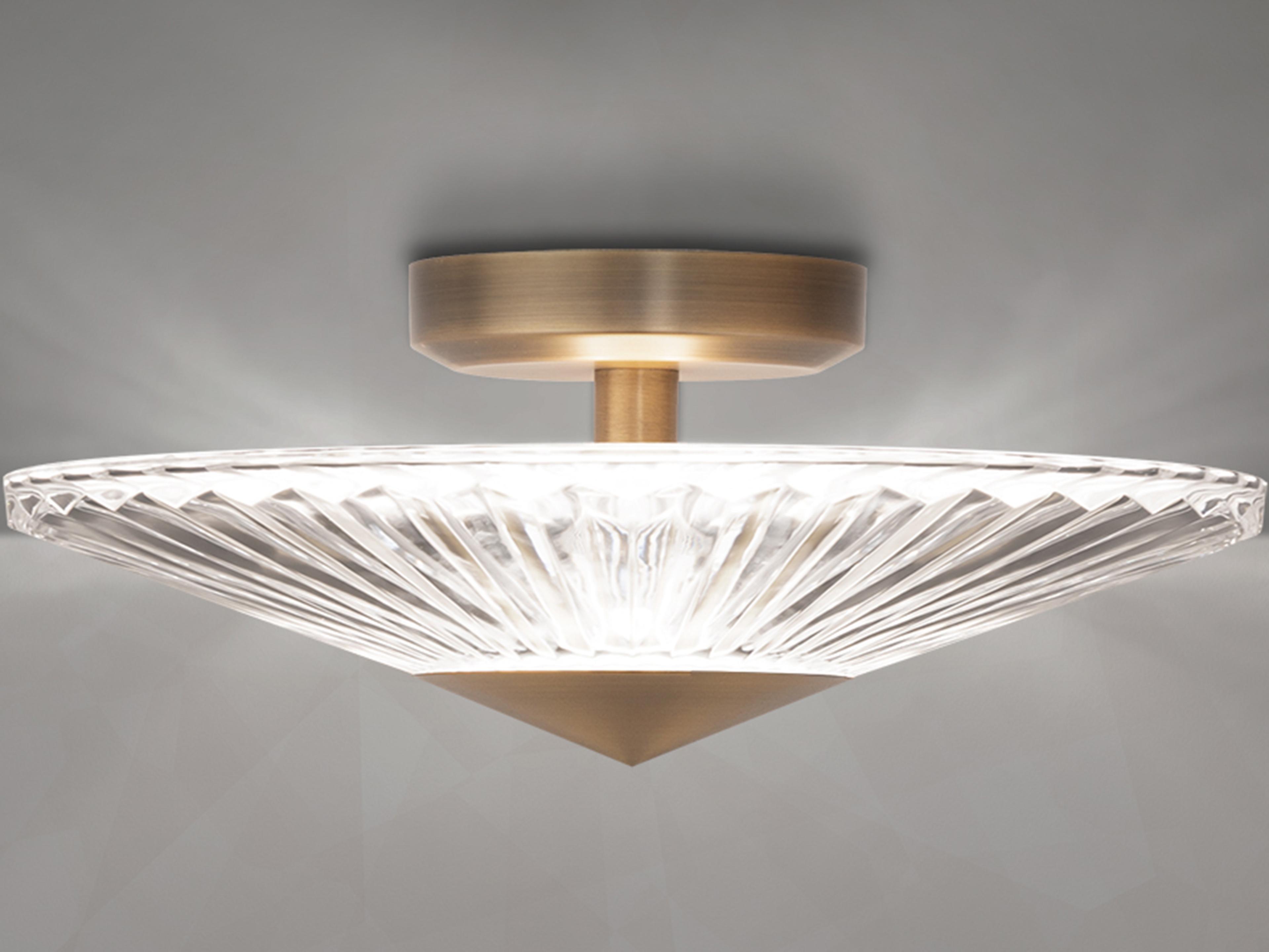 Schonbek Origami 1-Light Aged Brass Crystal LED Dome Linear Semi Flush Mount