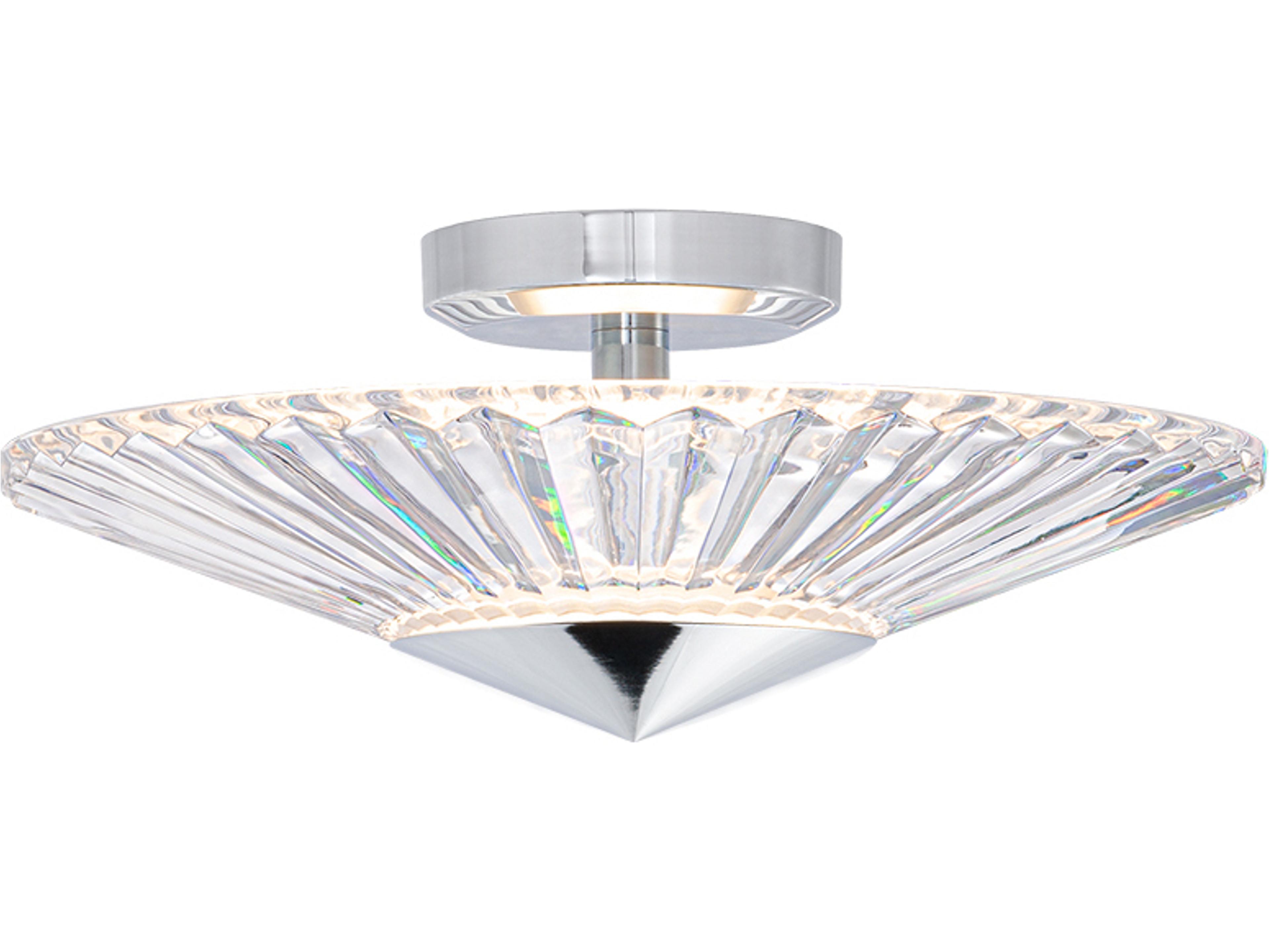 Origami 1-Light Polished Chrome Crystal LED Dome Linear Semi Flush Mount