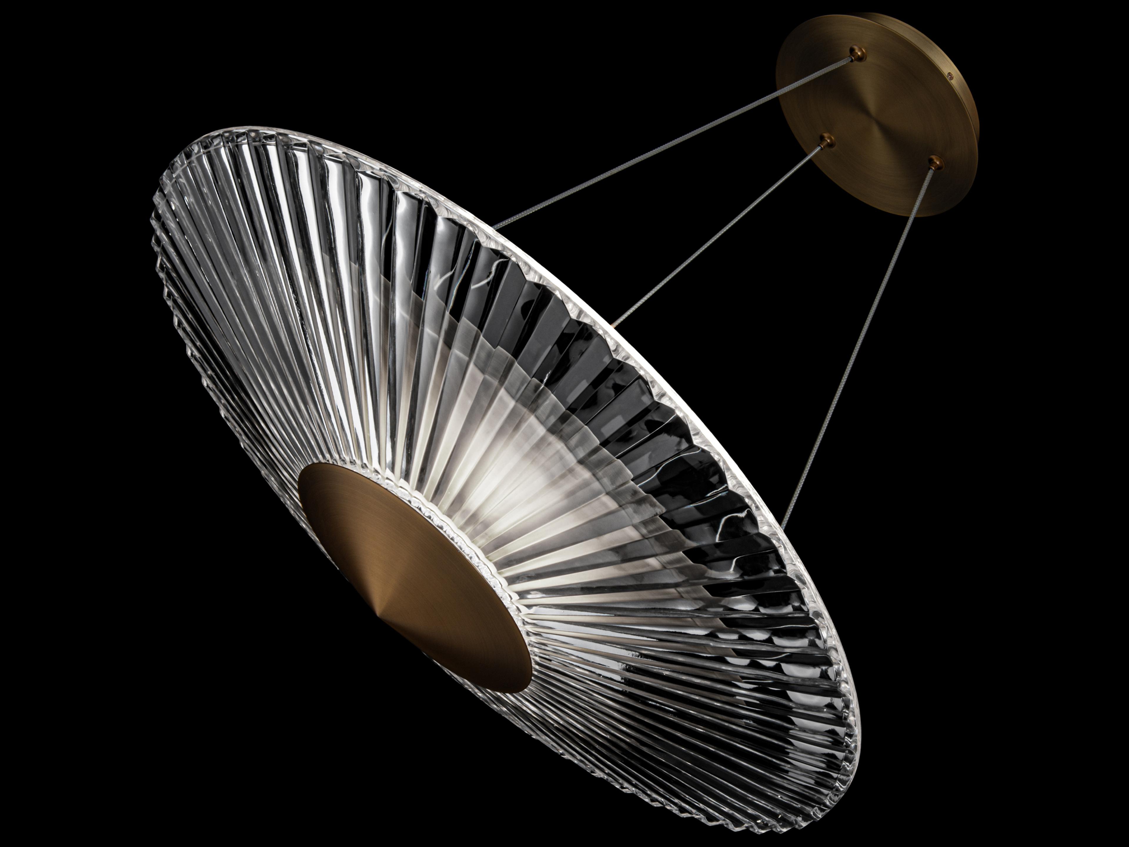 Schonbek Origami 1-Light Aged Brass Crystal LED Dome Linear Pendant