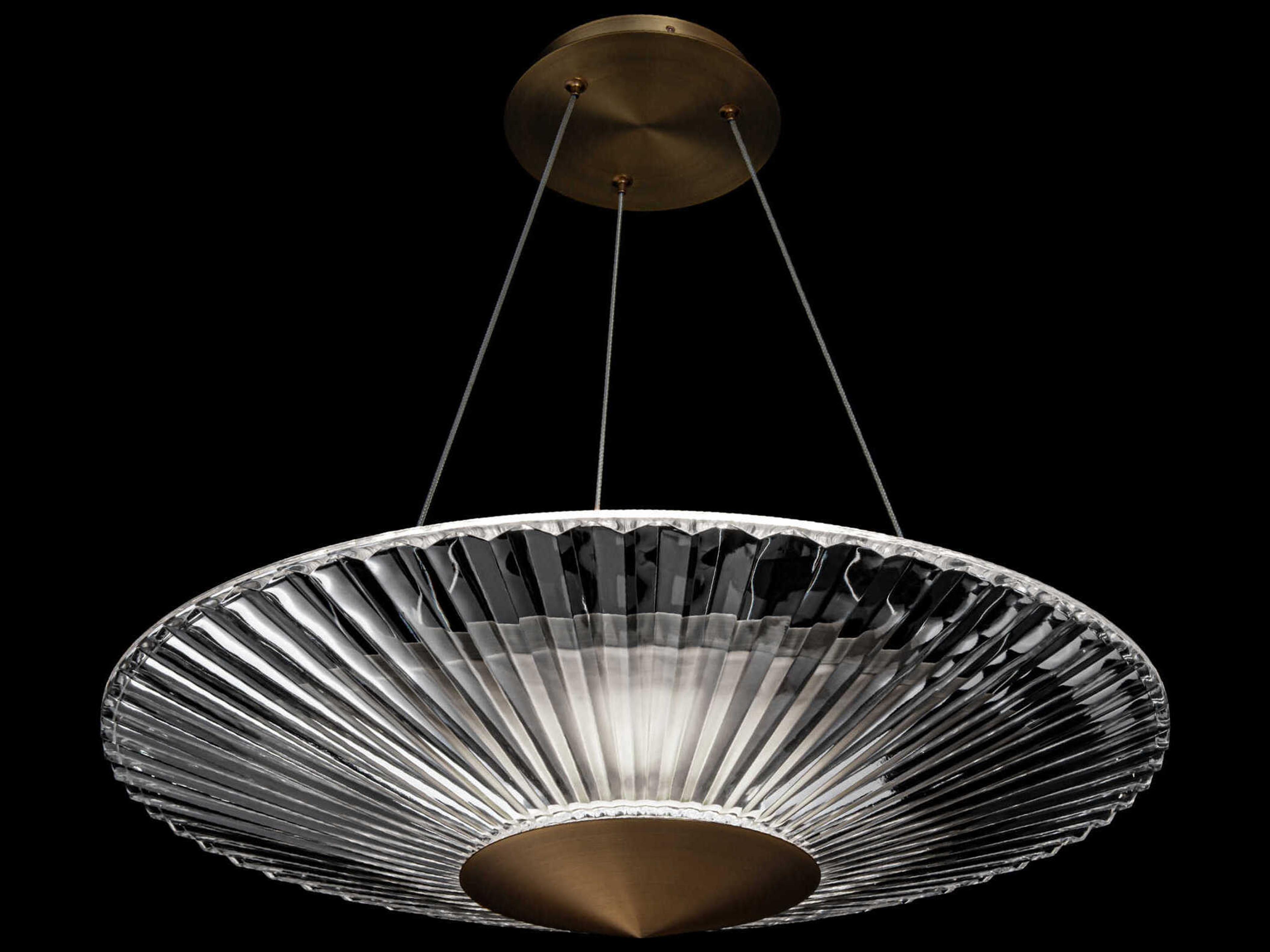 Schonbek Origami 1-Light Aged Brass Crystal LED Dome Linear Pendant