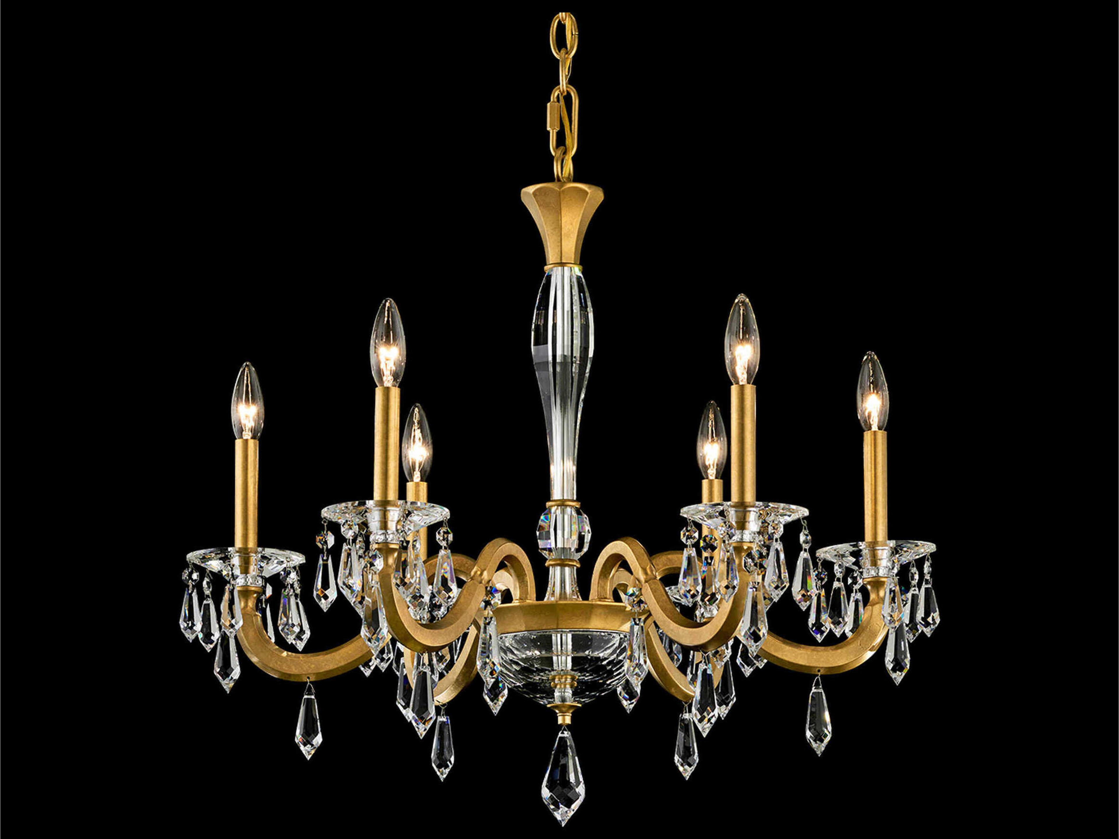 Schonbek Napoli 6-Light Gold Crystal Candelabra Chandelier