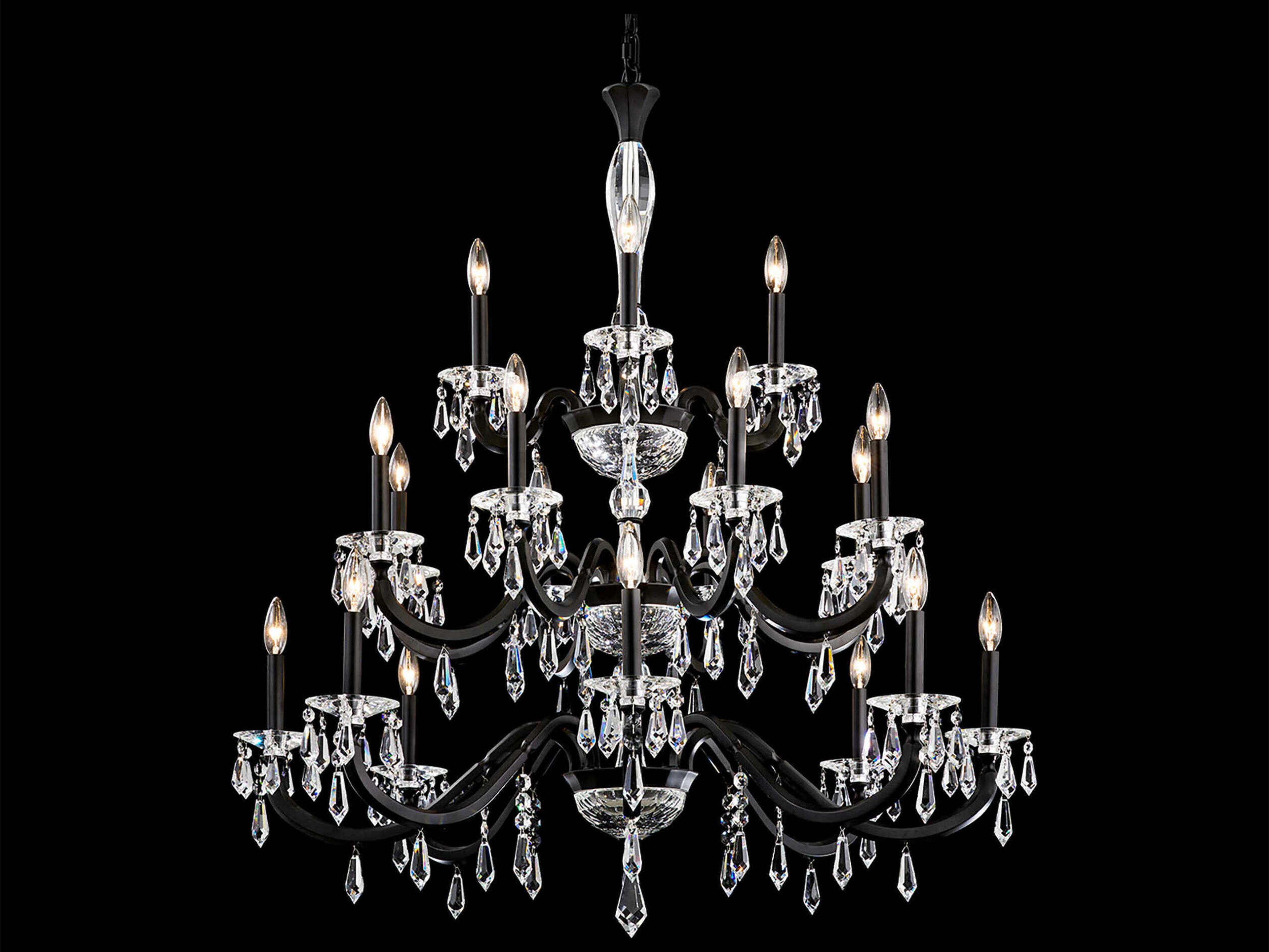 Schonbek Napoli 20-Light Black Crystal Candelabra Tiered Chandelier