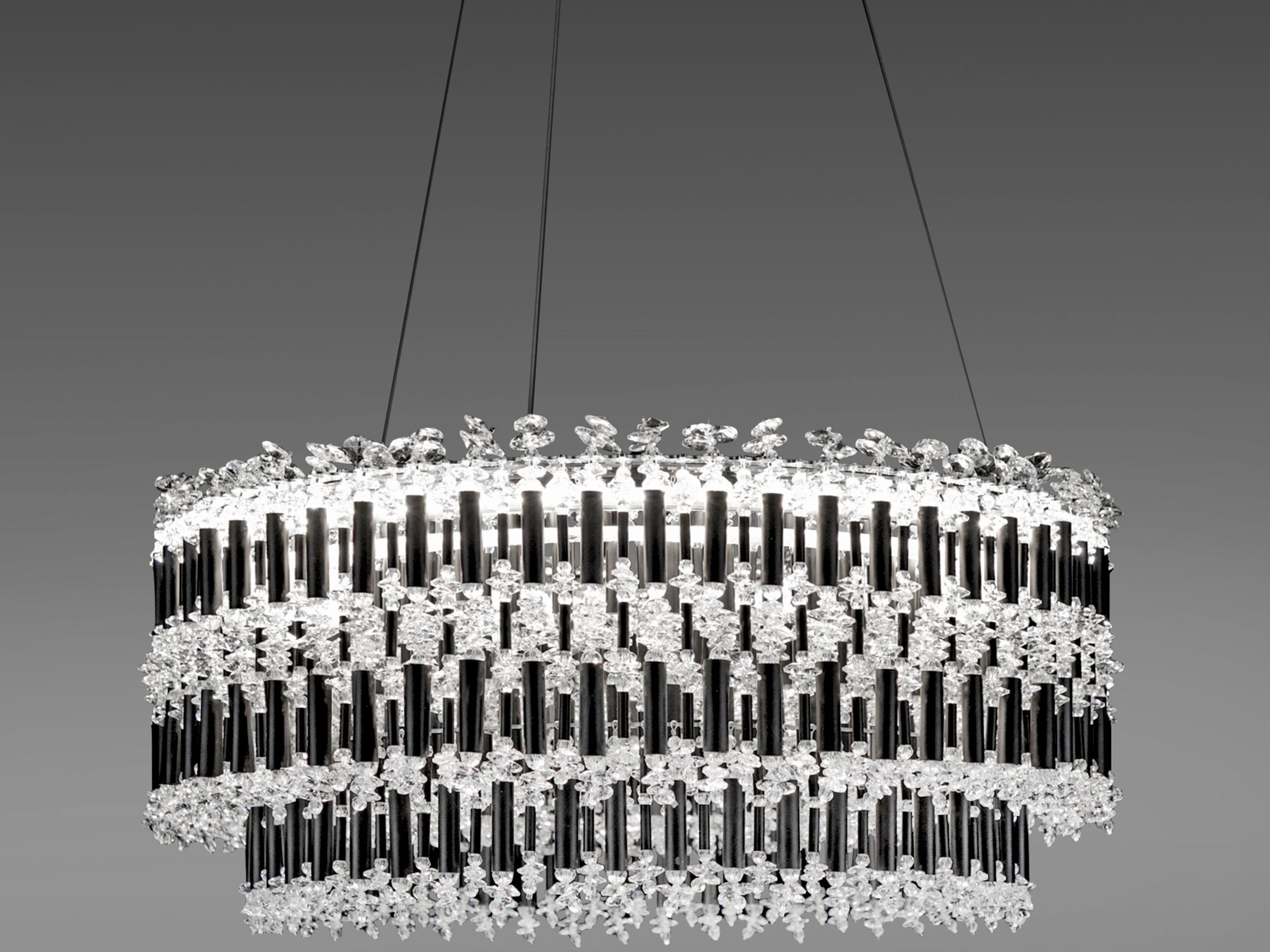 Tahitian 1-Light Black Crystal LED Linear Pendant