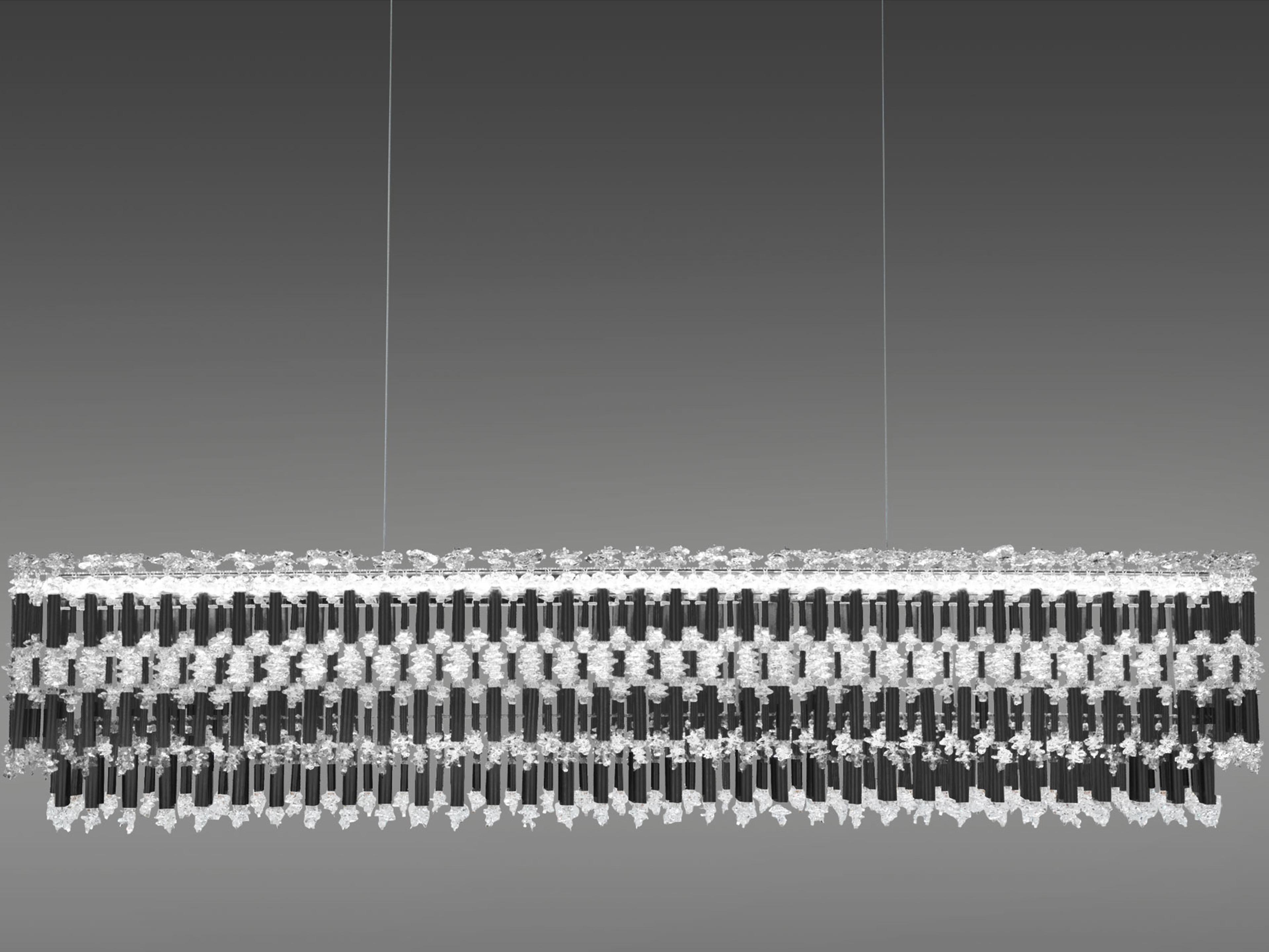 Tahitian 1-Light Black Crystal LED Linear Island Pendant