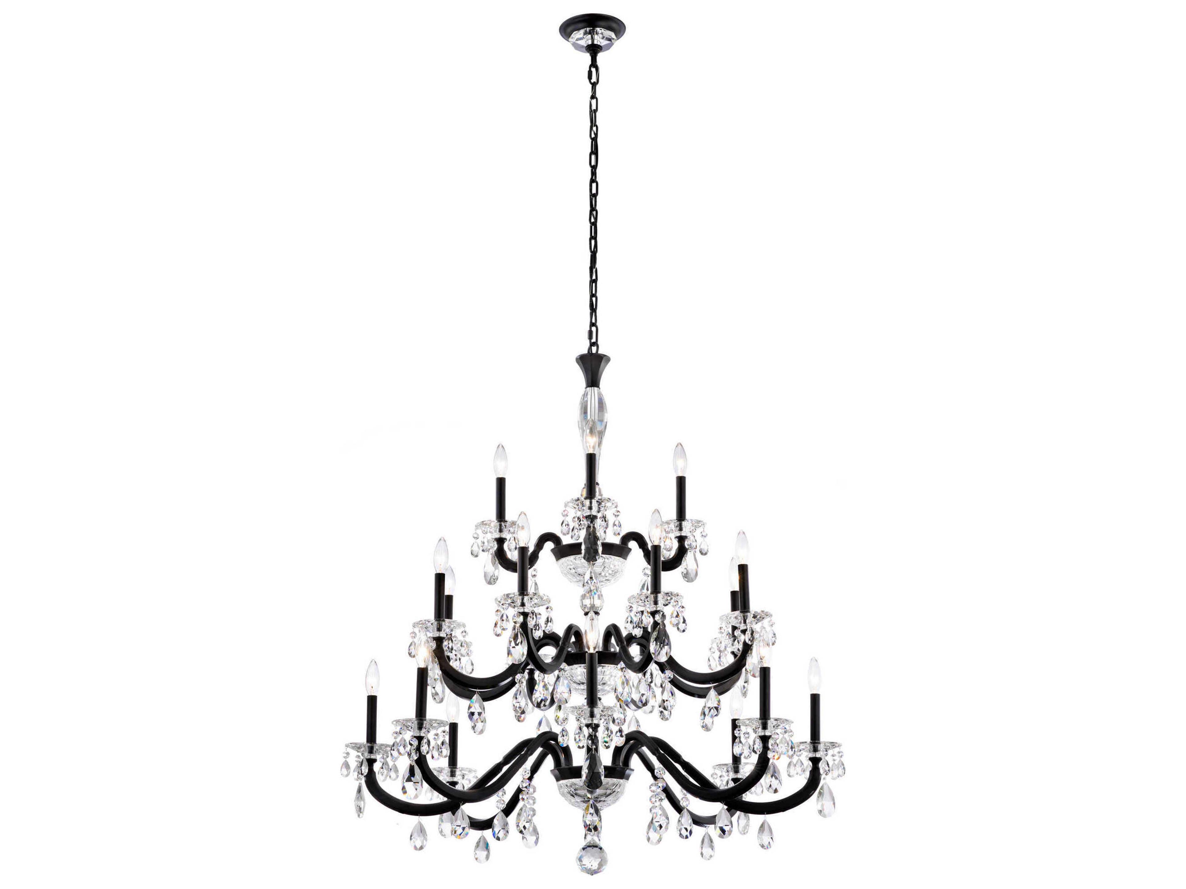San Marco 20-Light Black Crystal Candelabra Chandelier