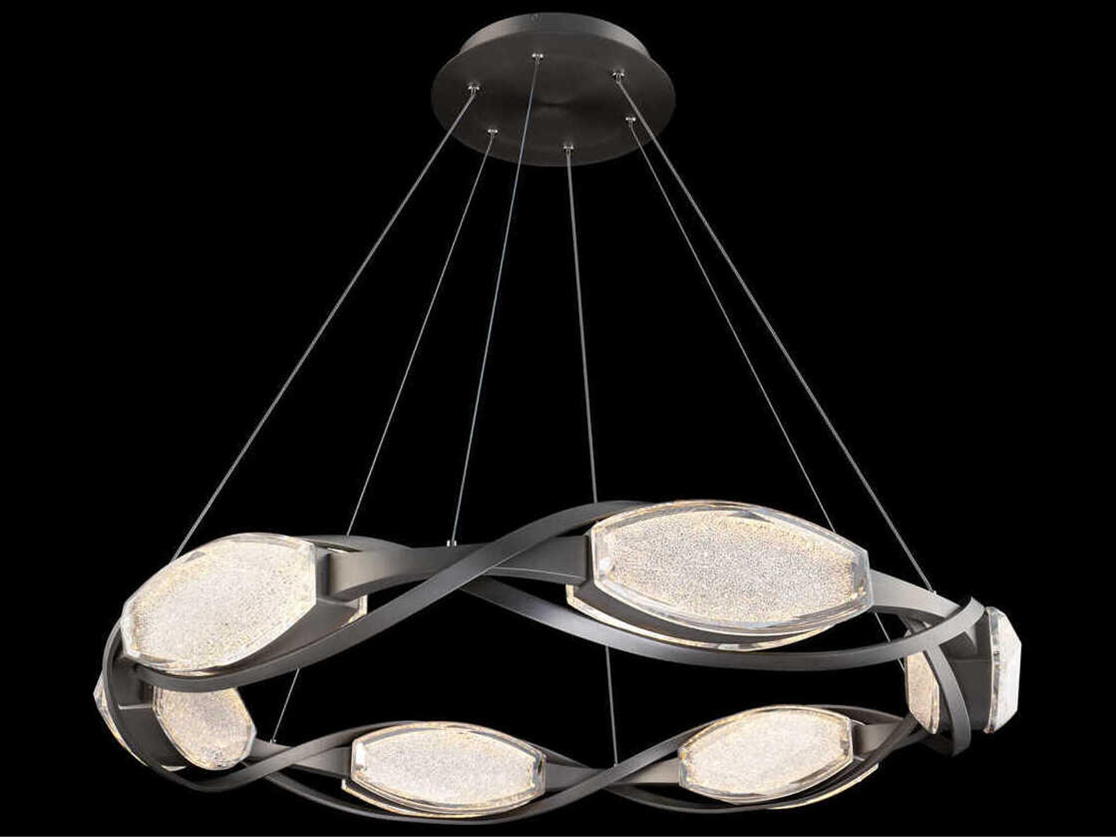 Schonbek Bijoux Brushed Nickel Black Round Pendant