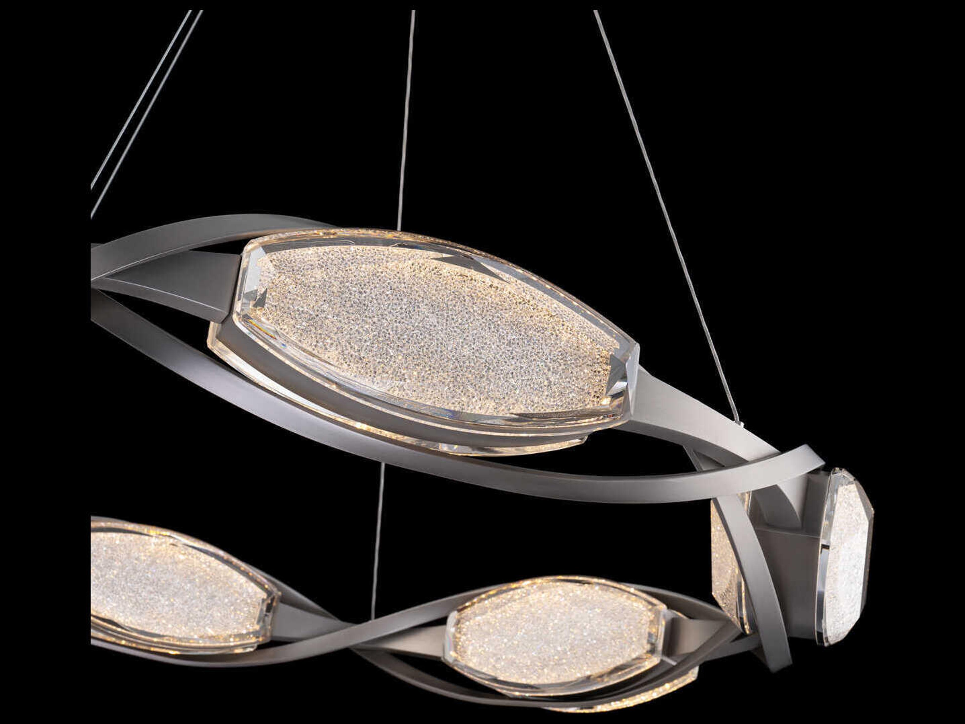 Schonbek Bijoux Brushed Nickel Black Round Pendant