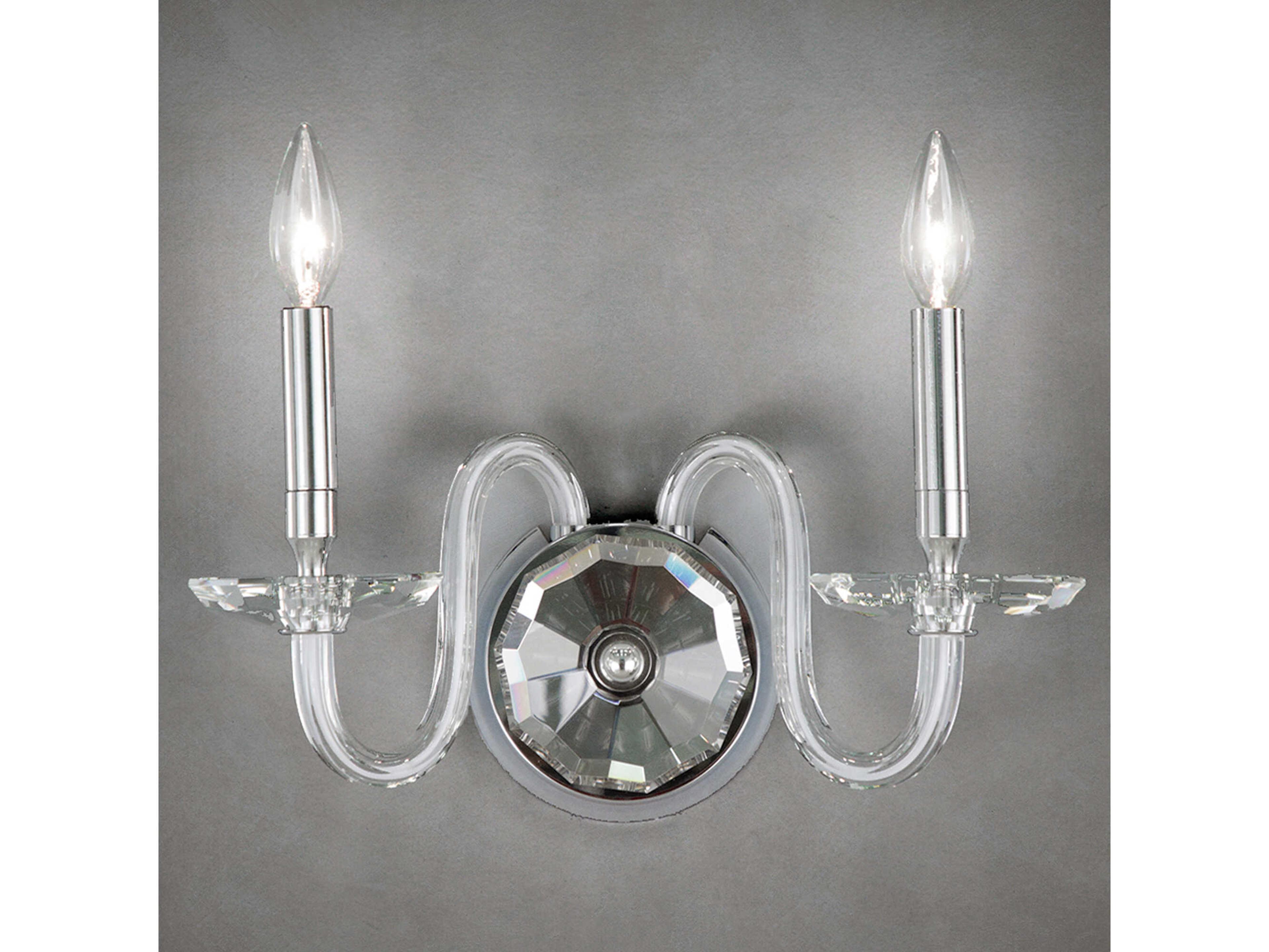 Habsburg 2-Light Polished Chrome Crystal Wall Sconce