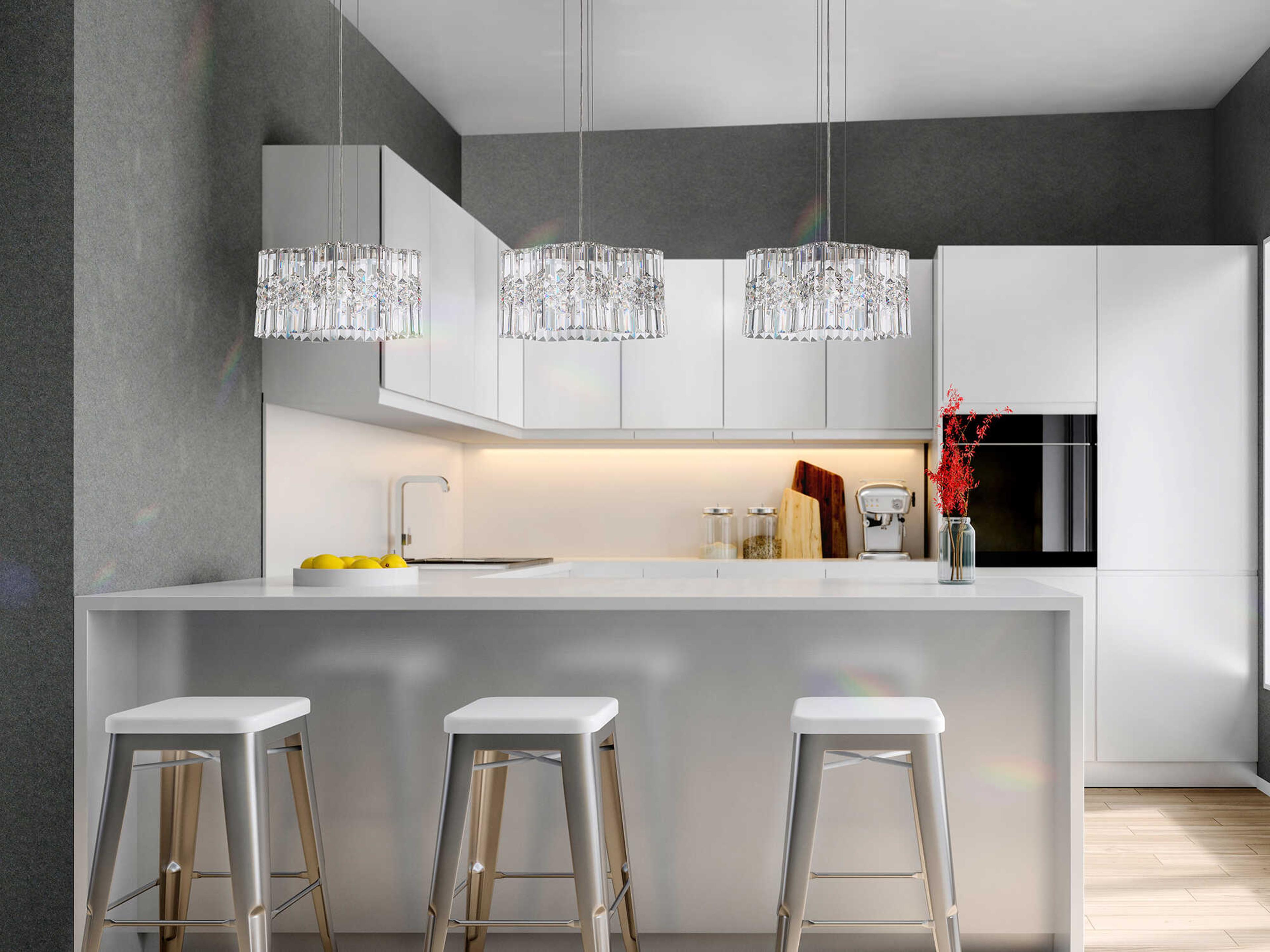 Schonbek Selene 2-Light Stainless Steel Crystal LED Pendant