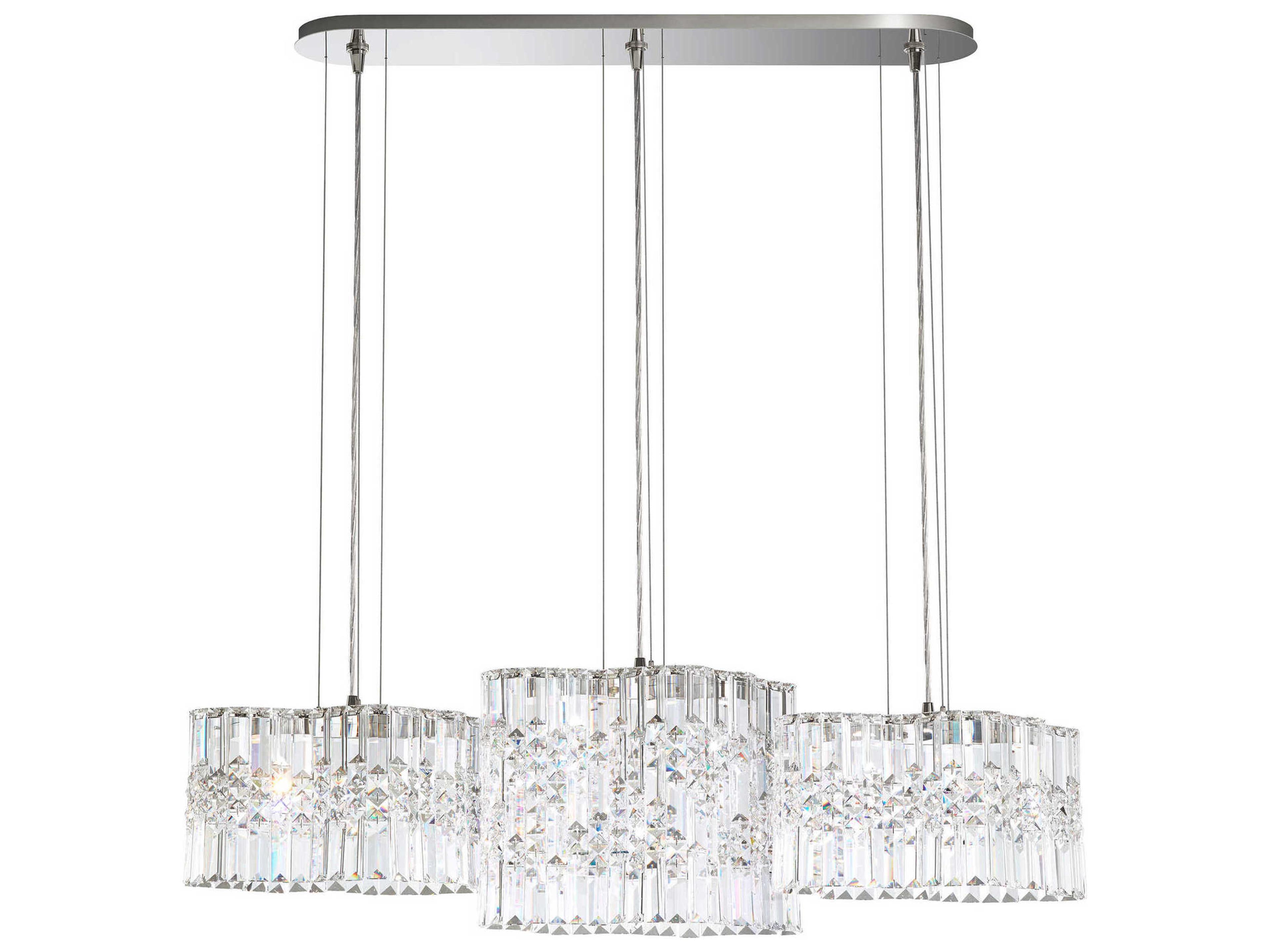 Selene 6-Light Stainless Steel Silver Crystal LED Linear Island Pendant