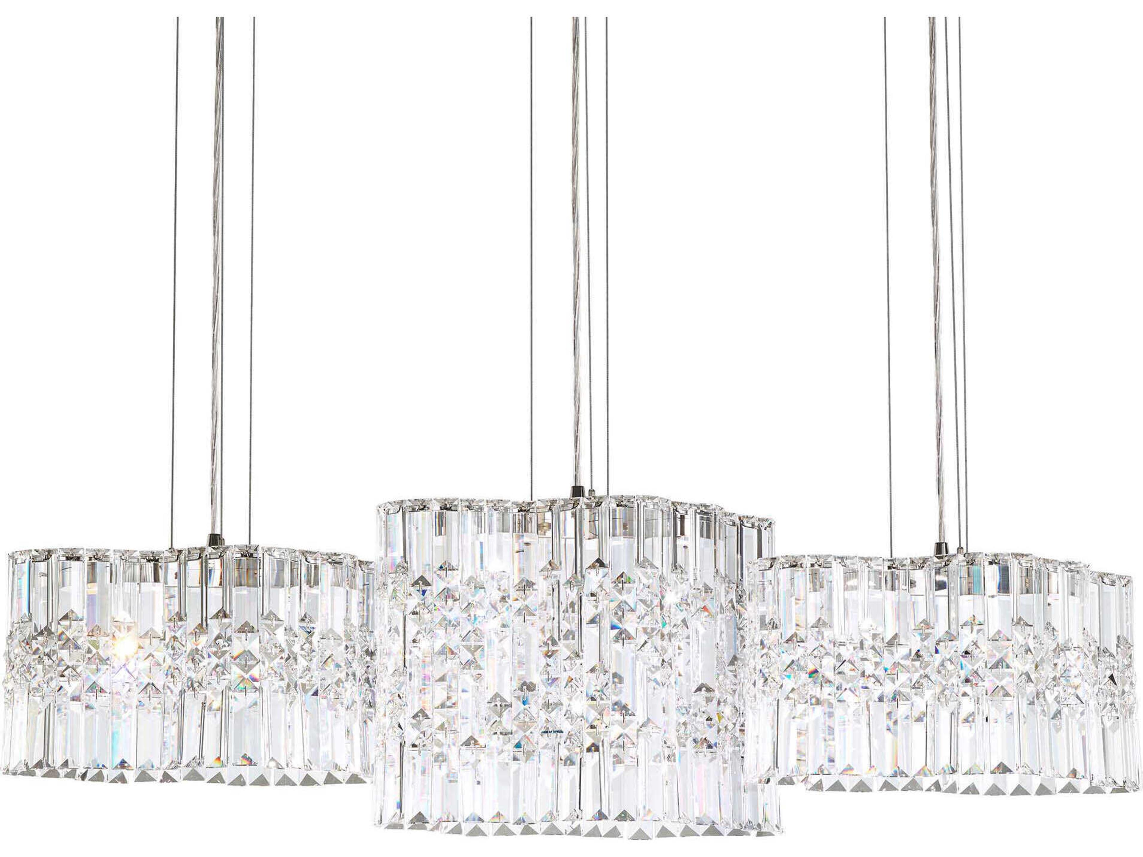 Schonbek Selene 6-Light Stainless Steel Silver Crystal LED Linear Island Pendant