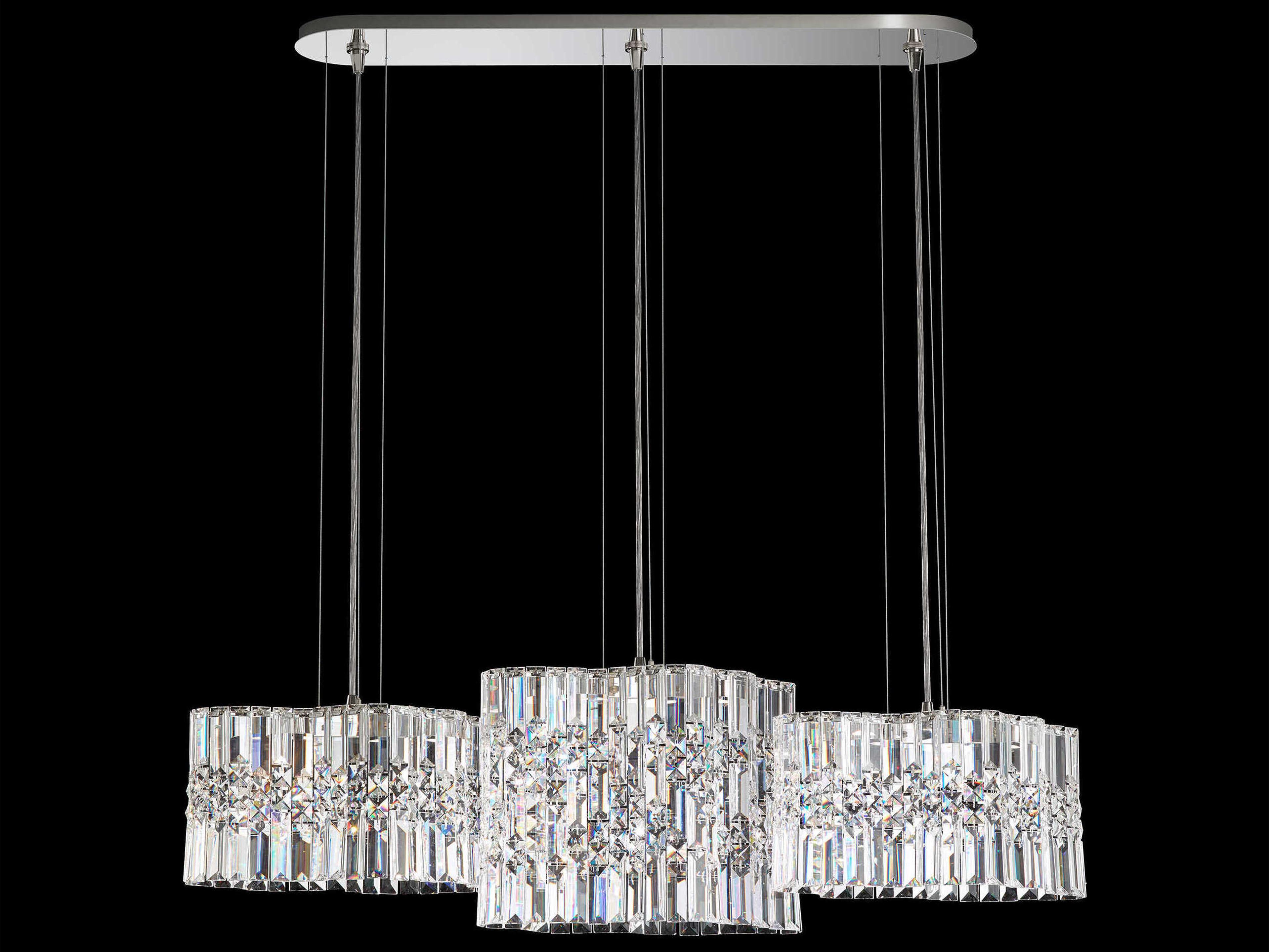 Schonbek Selene 6-Light Stainless Steel Silver Crystal LED Linear Island Pendant