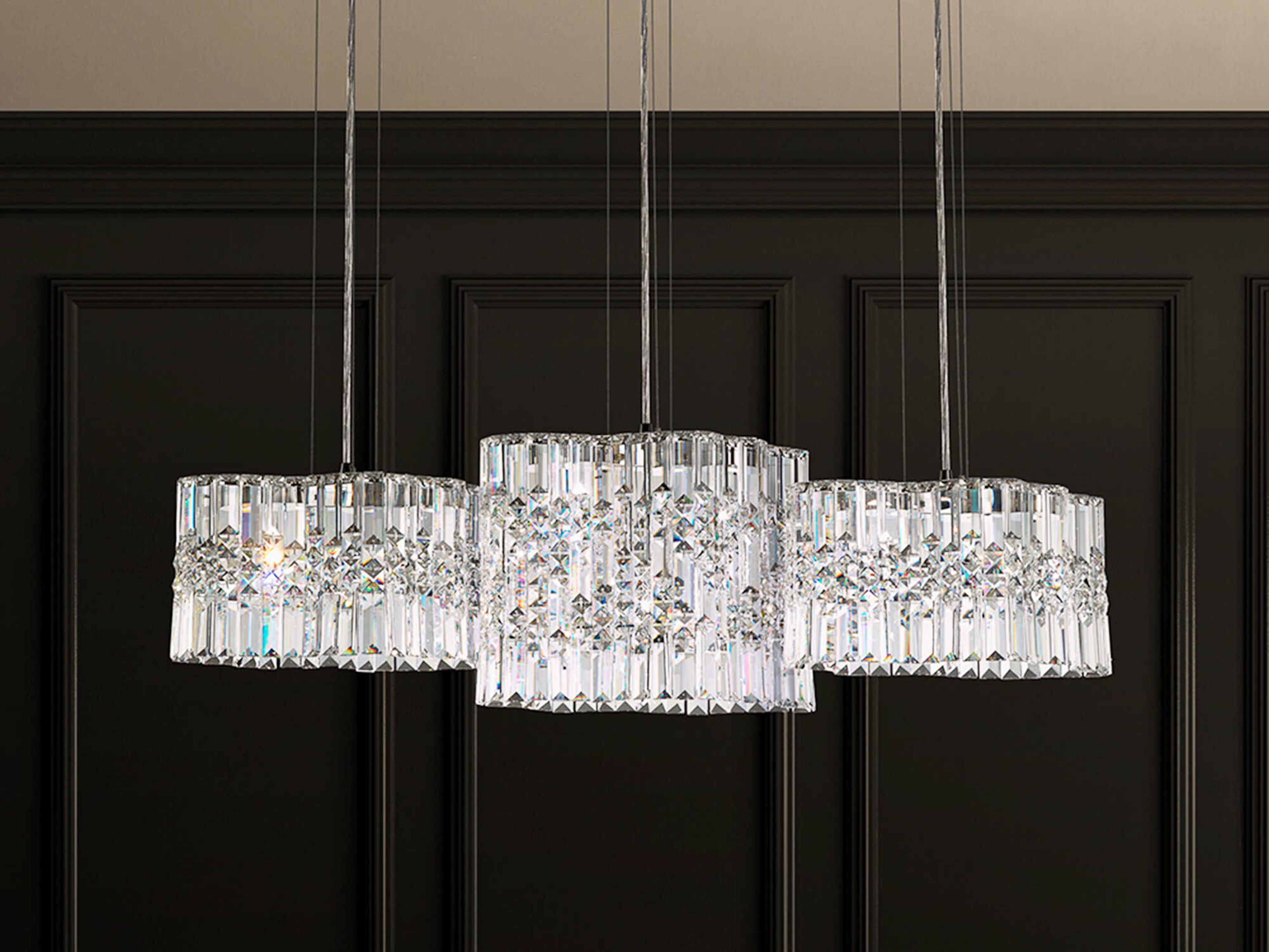 Schonbek Selene 6-Light Stainless Steel Silver Crystal LED Linear Island Pendant