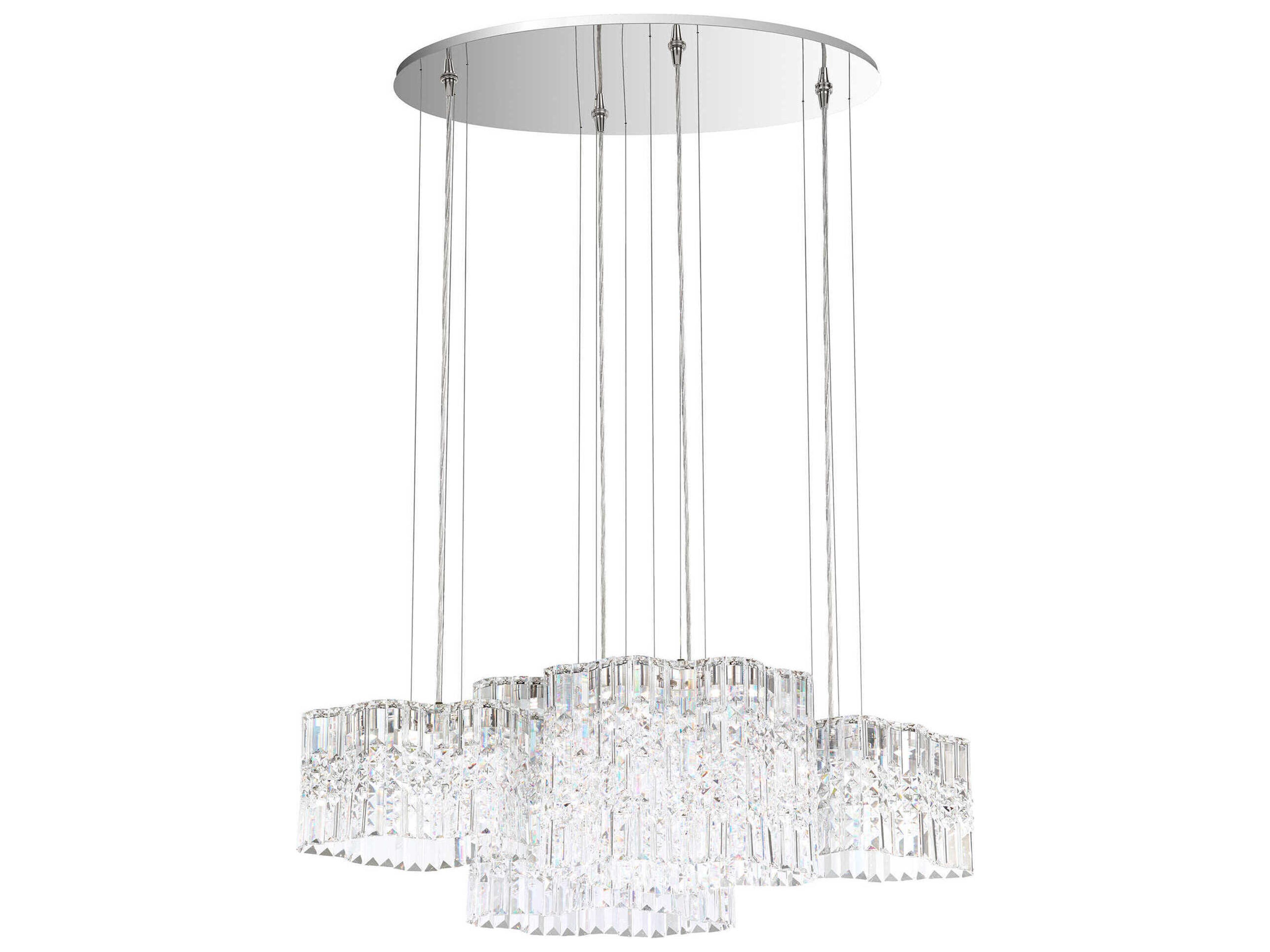 Selene 8-Light Stainless Steel Crystal LED Linear Island Pendant