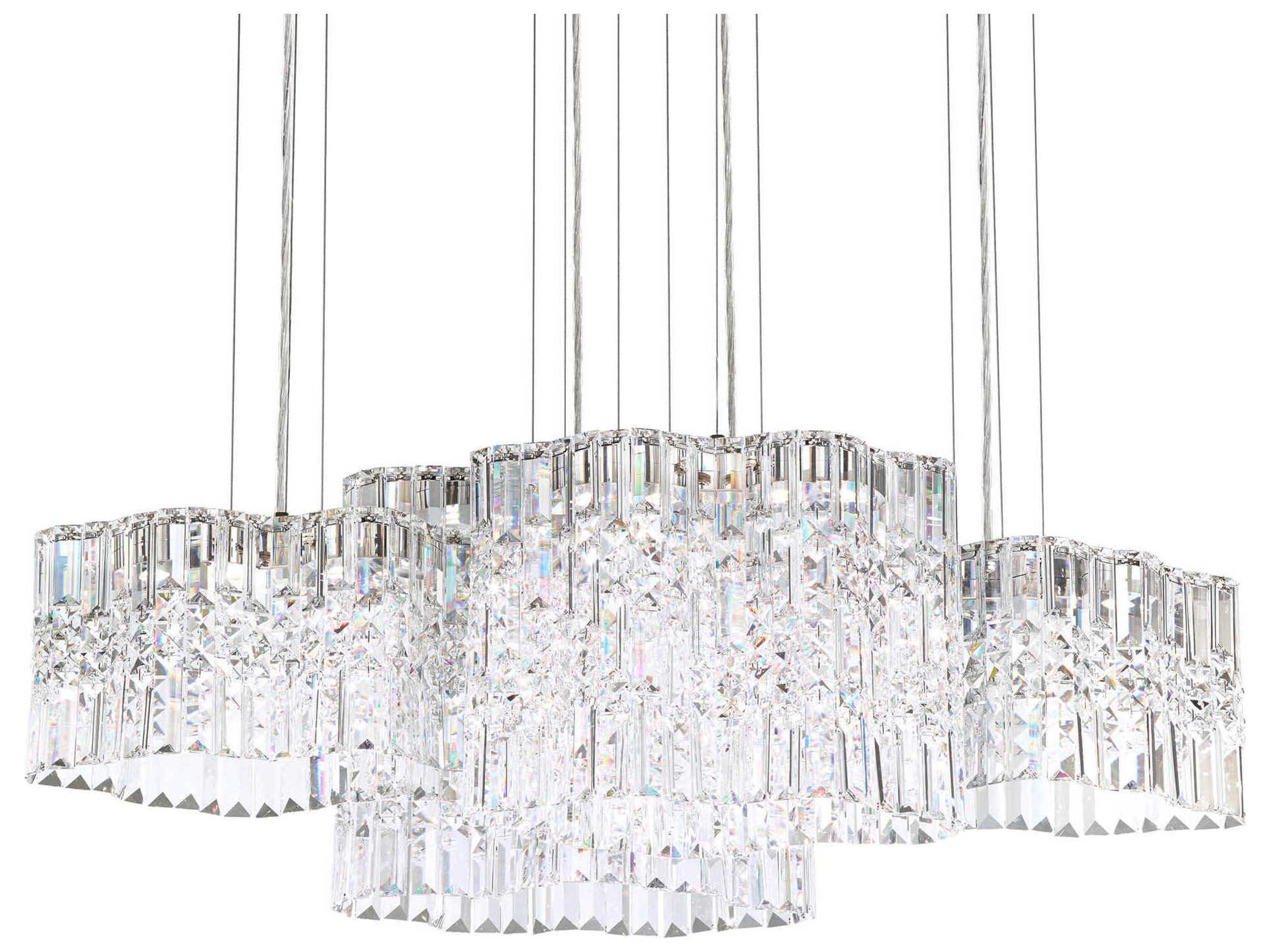 Schonbek Selene 8-Light Stainless Steel Crystal LED Linear Island Pendant