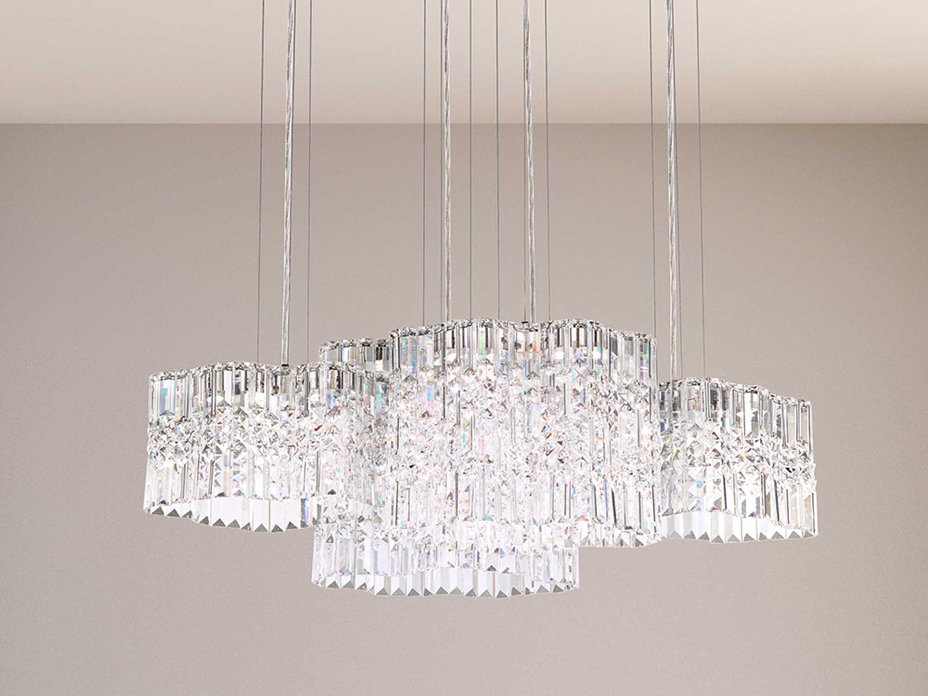 Schonbek Selene 8-Light Stainless Steel Crystal LED Linear Island Pendant