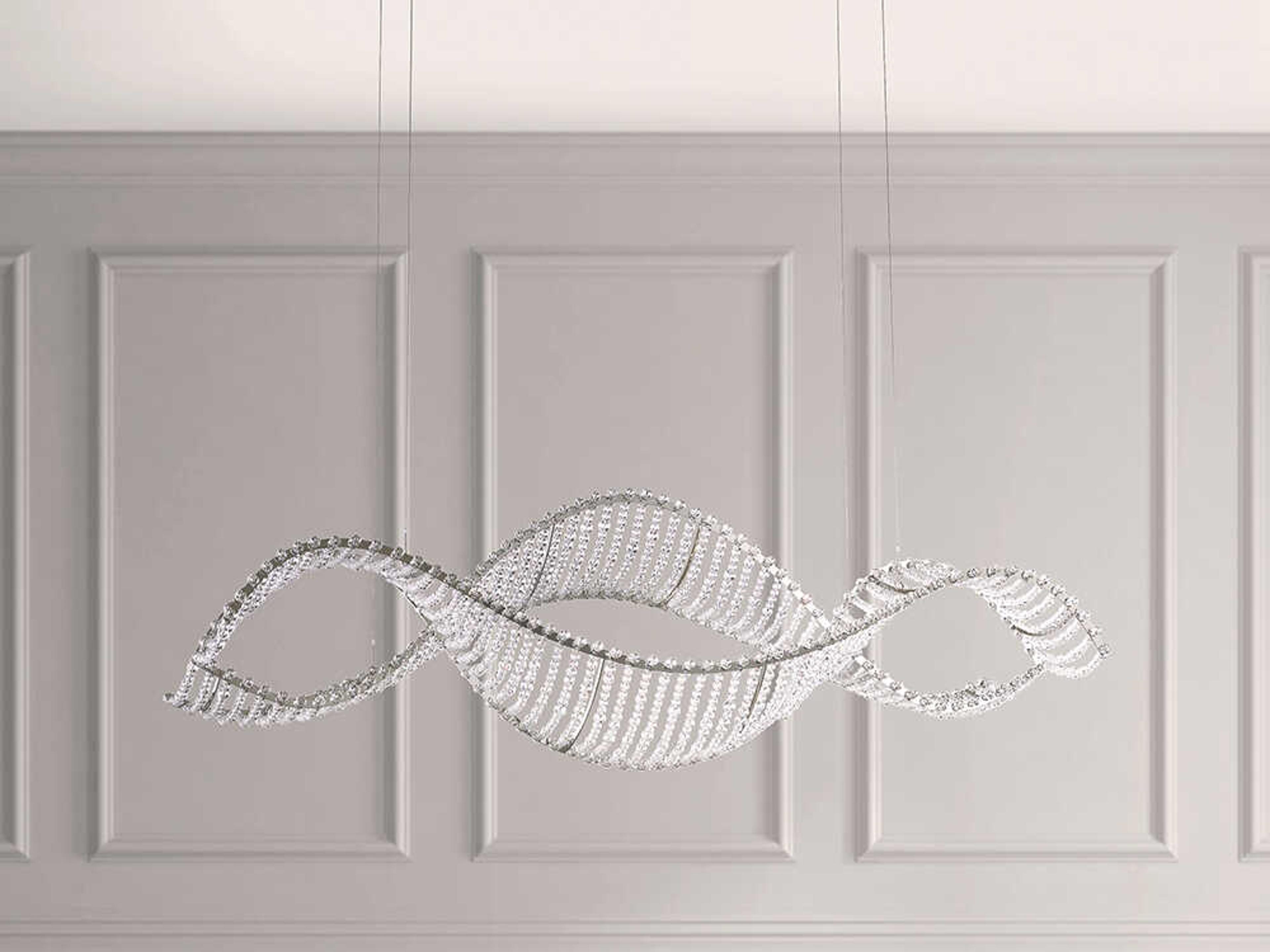 Schonbek Alon 4-Light Stainless Steel Silver Crystal LED Linear Island Pendant