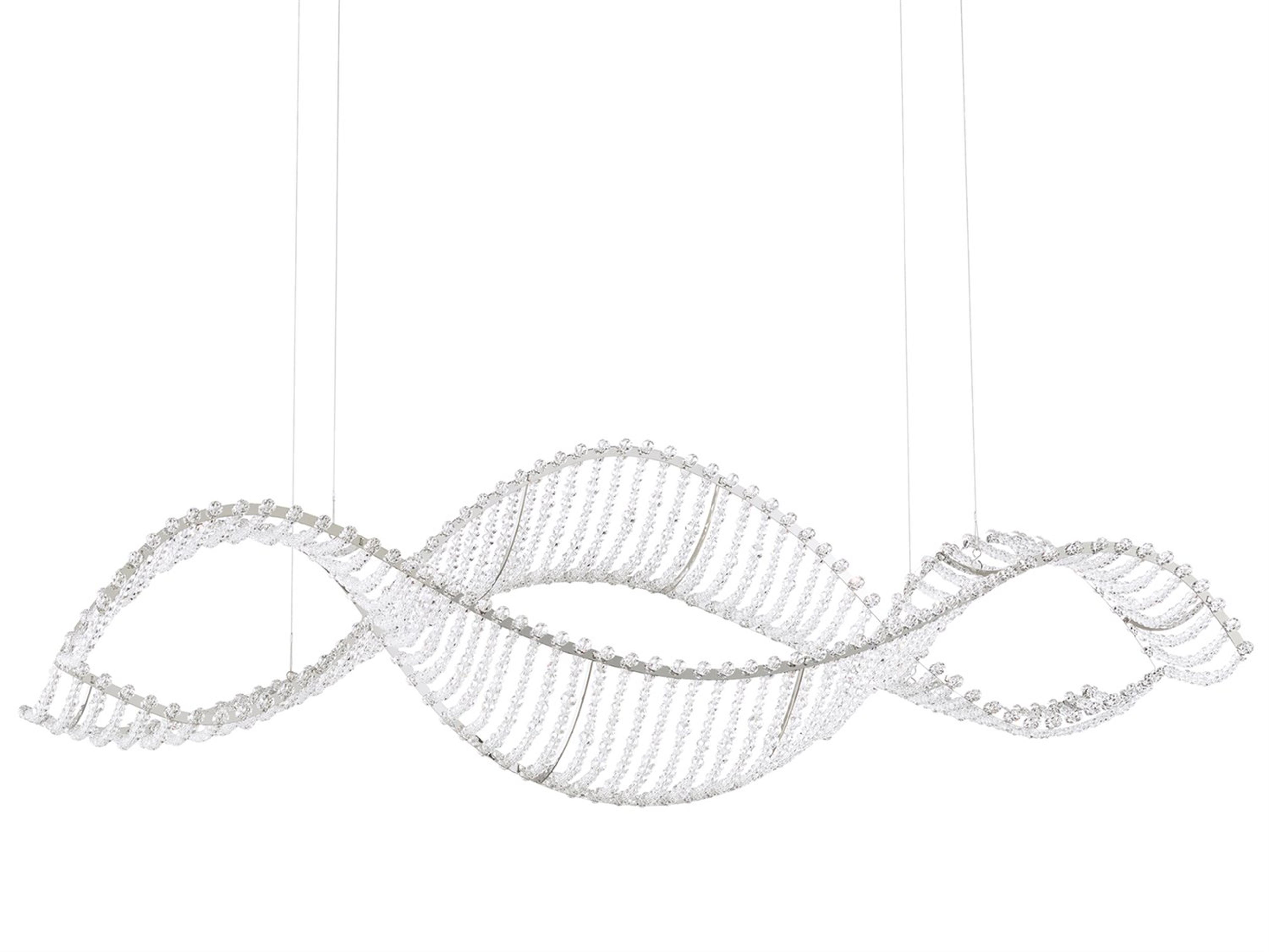 Schonbek Alon 4-Light Stainless Steel Silver Crystal LED Linear Island Pendant