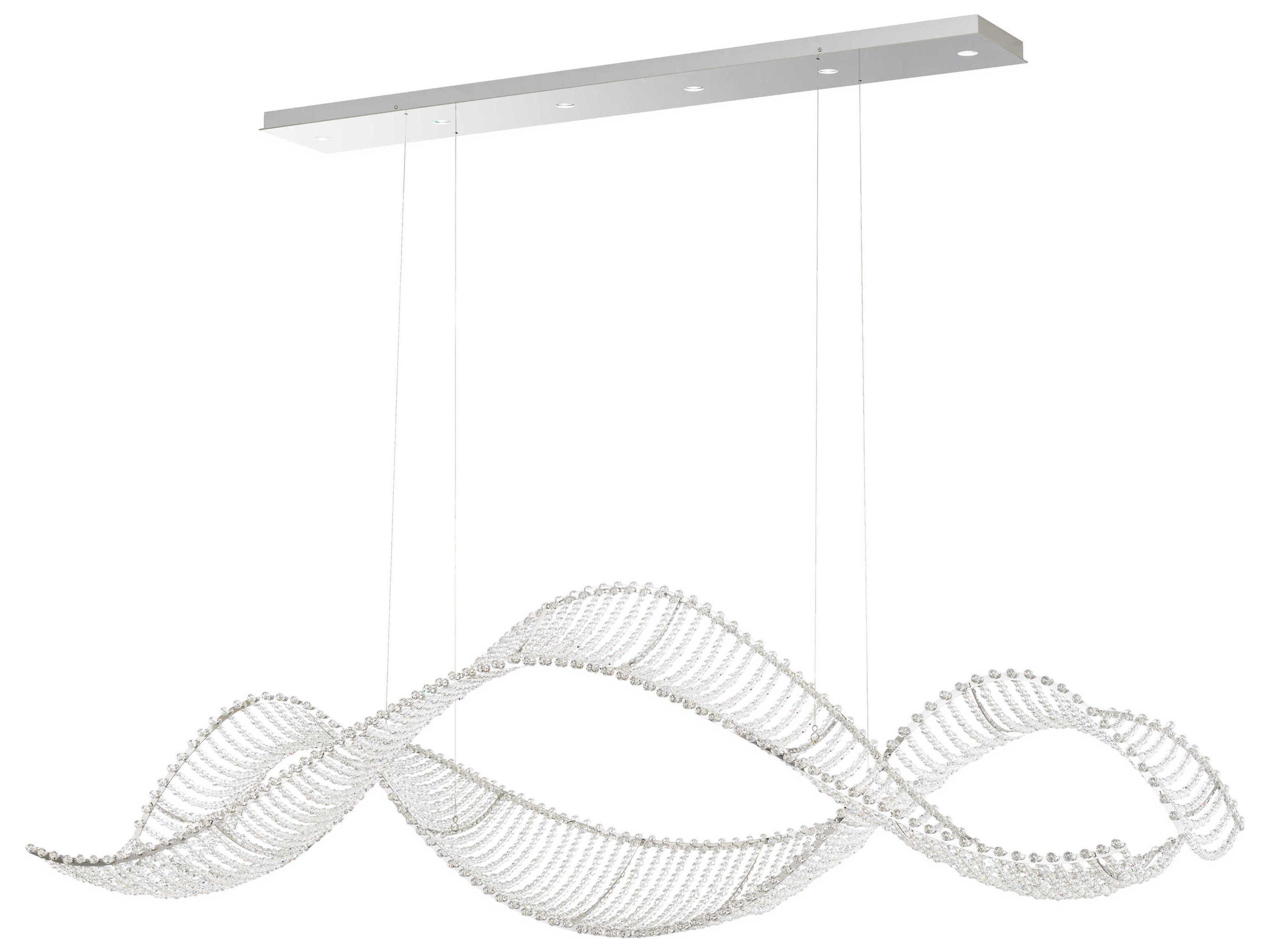 Alon 6-Light Stainless Steel Silver Crystal LED Linear Island Pendant